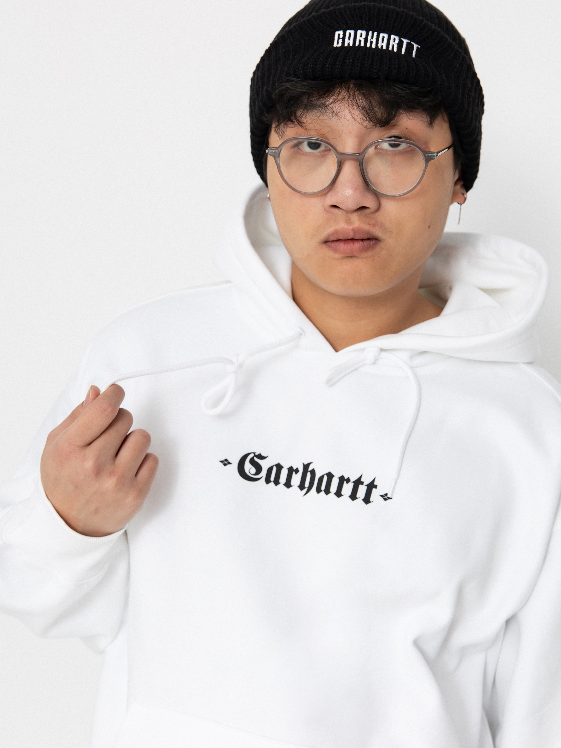 Hanorac cu glugă Carhartt WIP Greatest Hits HD (white/black)