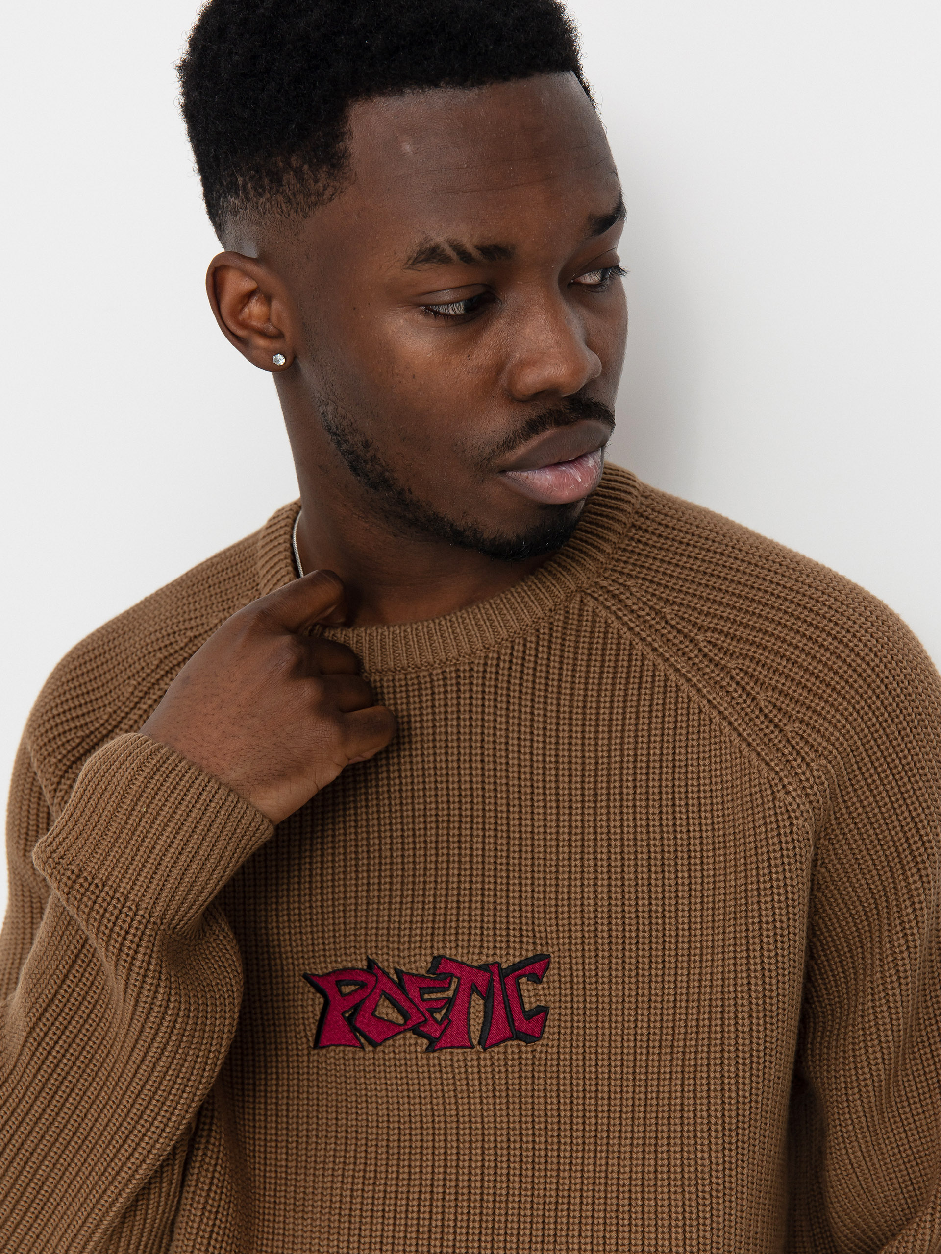 Hanorac Poetic Collective Graff Knitted Crewneck (brown)
