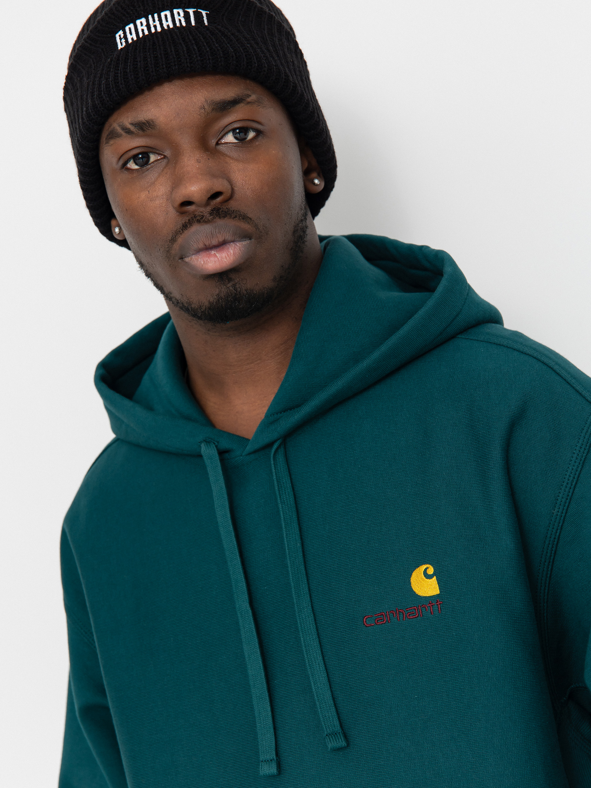 Hanorac cu glugă Carhartt WIP American Script HD (malachite)