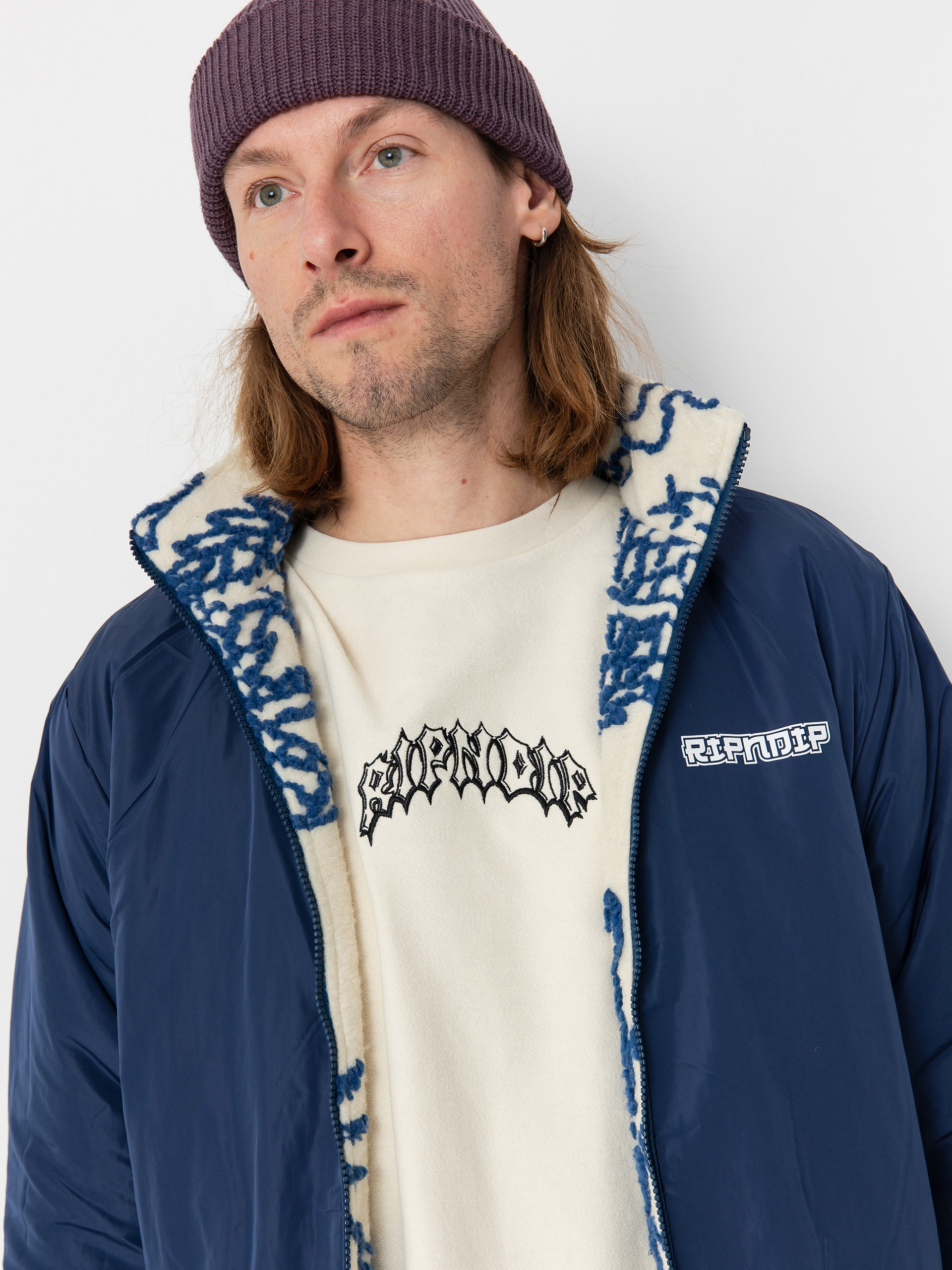 Geacă RipNDip Haku Reversible (off white/navy)