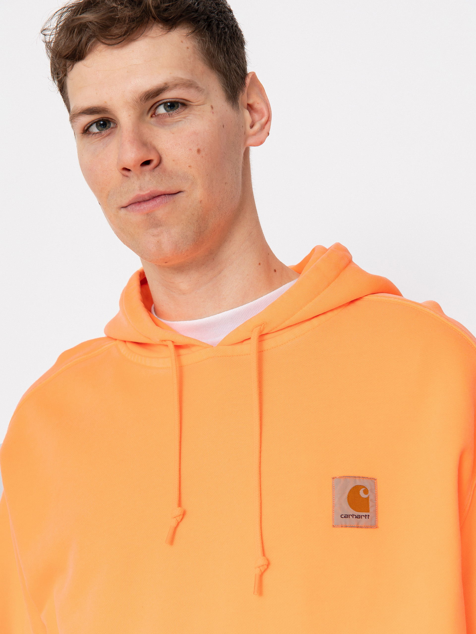 Hanorac cu glugă Carhartt WIP Industry HD (lumo orange)