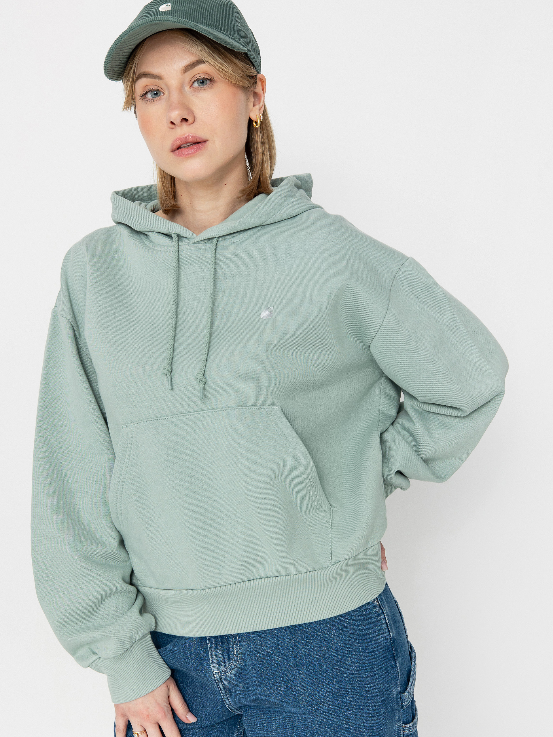 Hanorac cu glugă Carhartt WIP Casey HD Wmn (frosted green/silver)