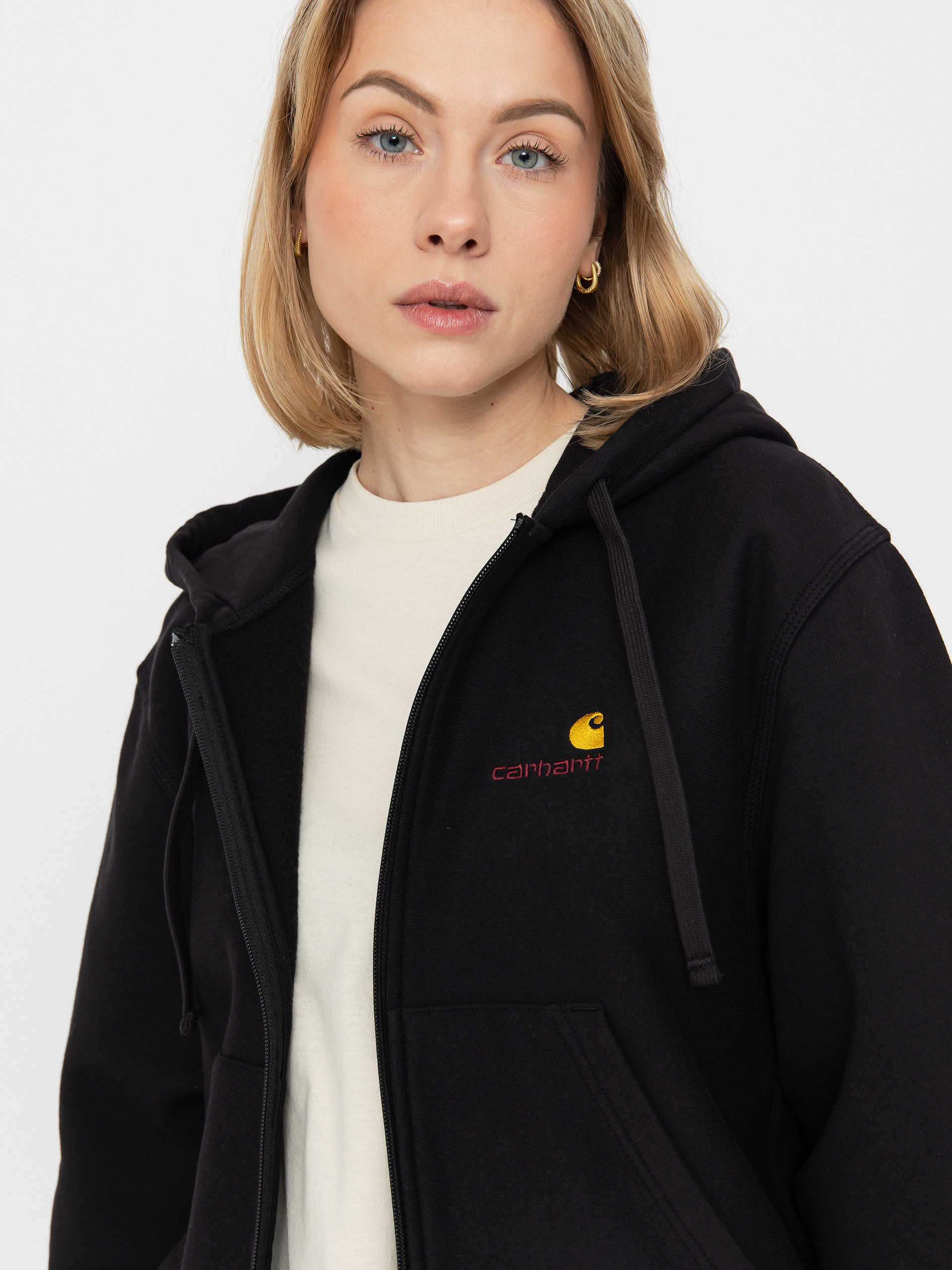 Hanorac cu glugă Carhartt WIP American Script ZHD Wmn (black)