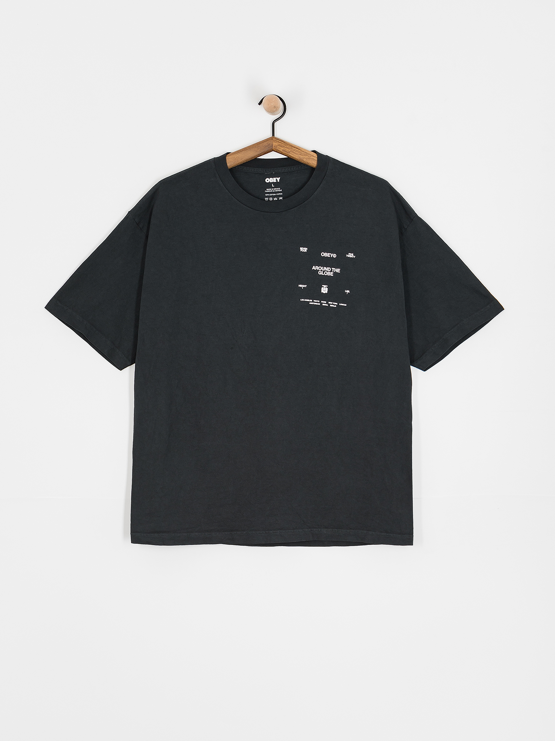 Tricou OBEY Around The Globe (pigment true vintage black)