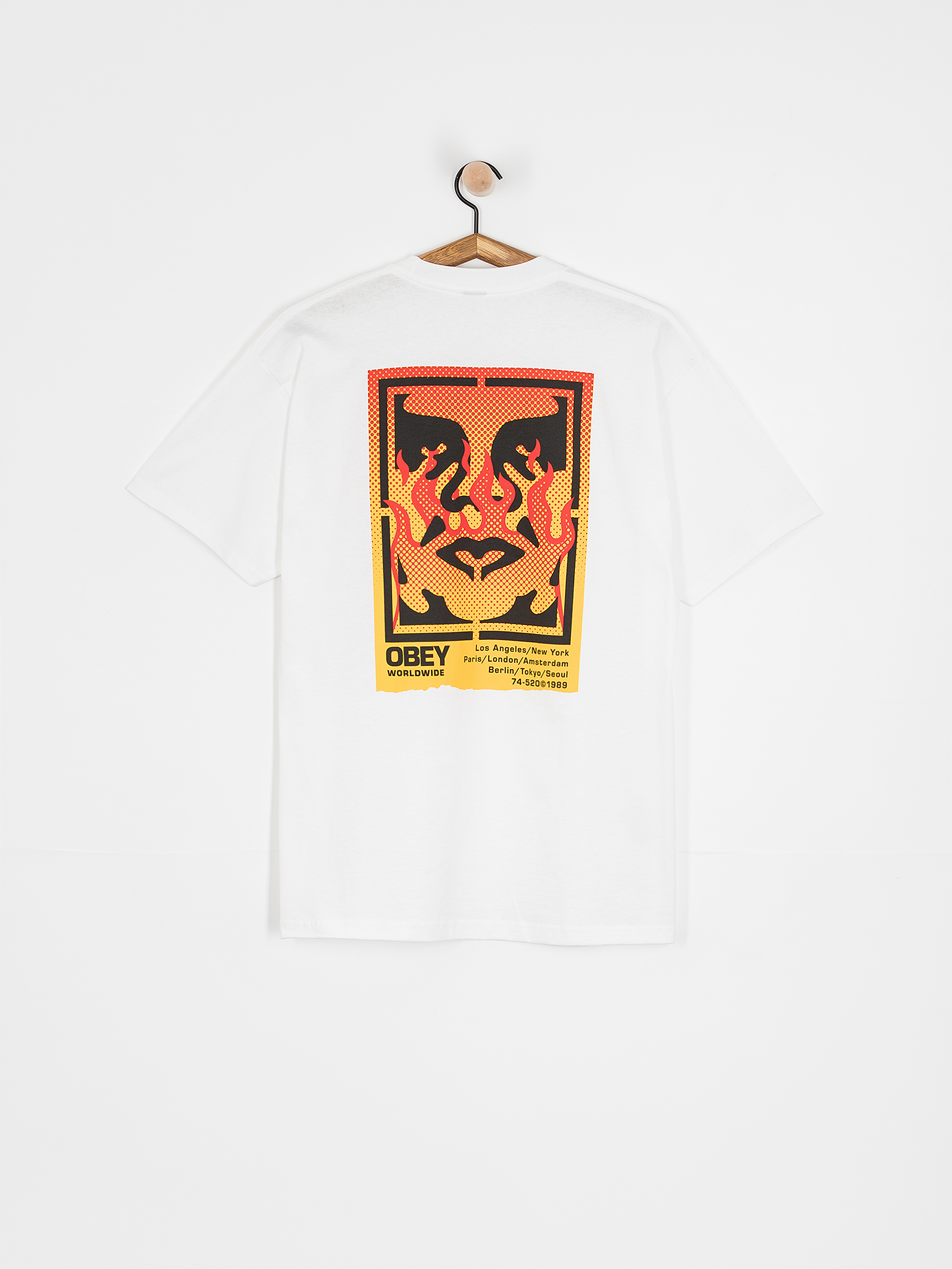 Tricou OBEY Icon Stencil Flame (white)