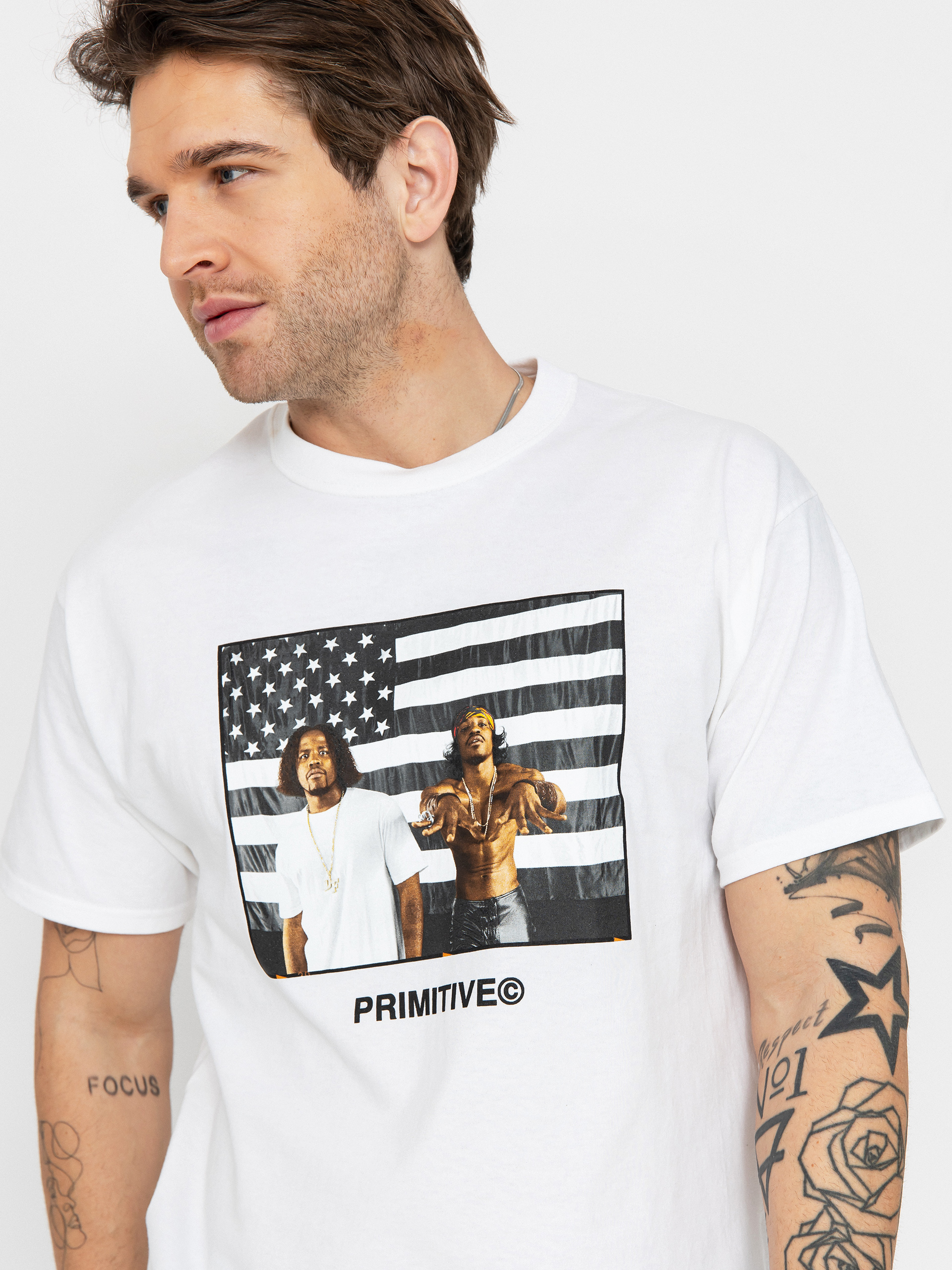 Tricou Primitive Stripes (white)