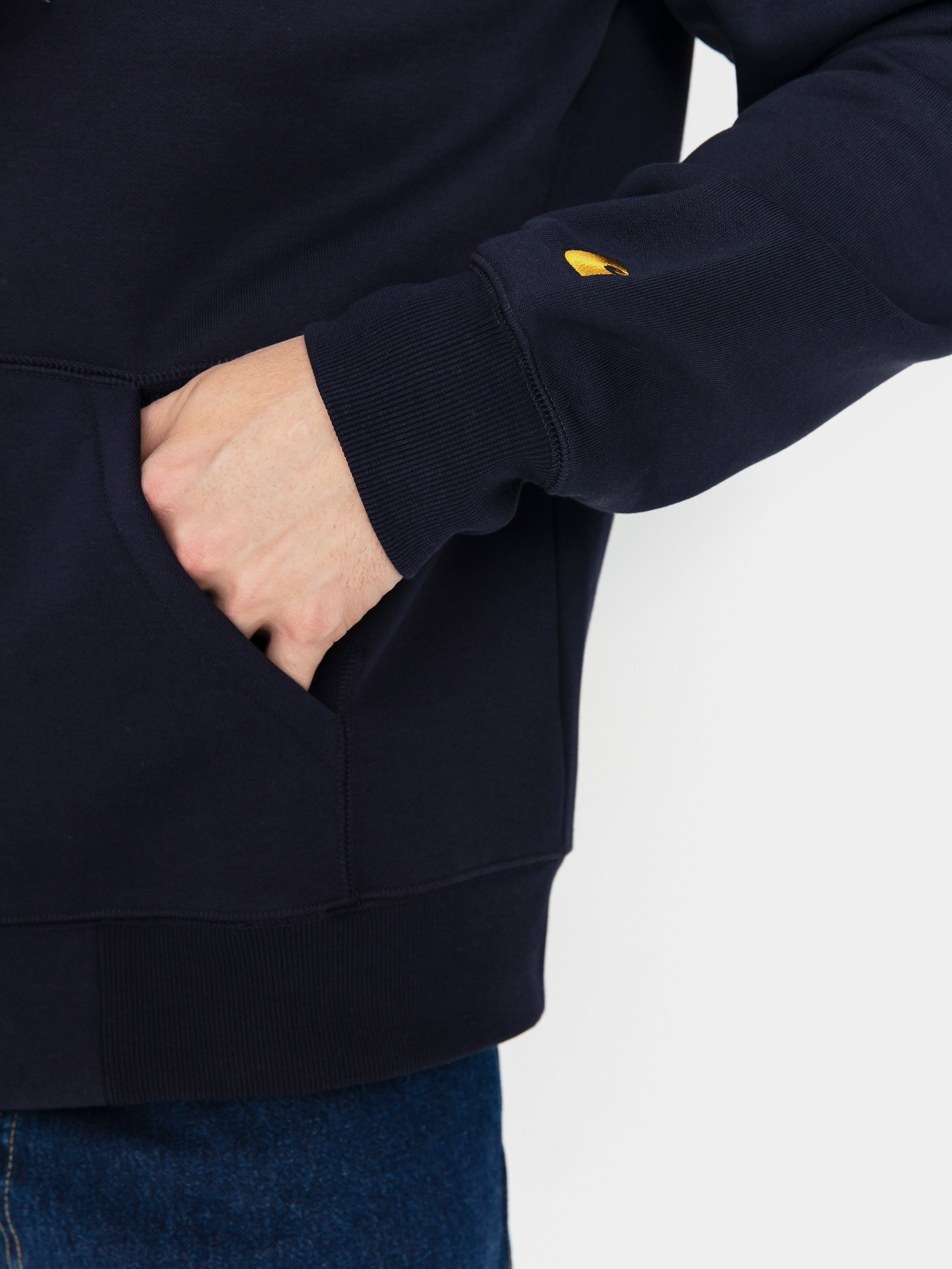 Hanorac cu glugă Carhartt WIP Chase ZHD (dark navy/gold)