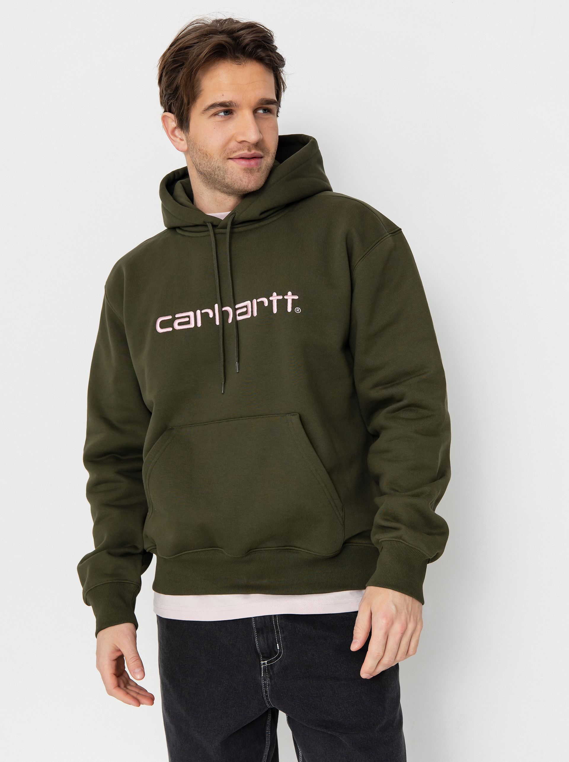 Hanorac cu glugă Carhartt WIP Carhartt HD (turtle/air pink)