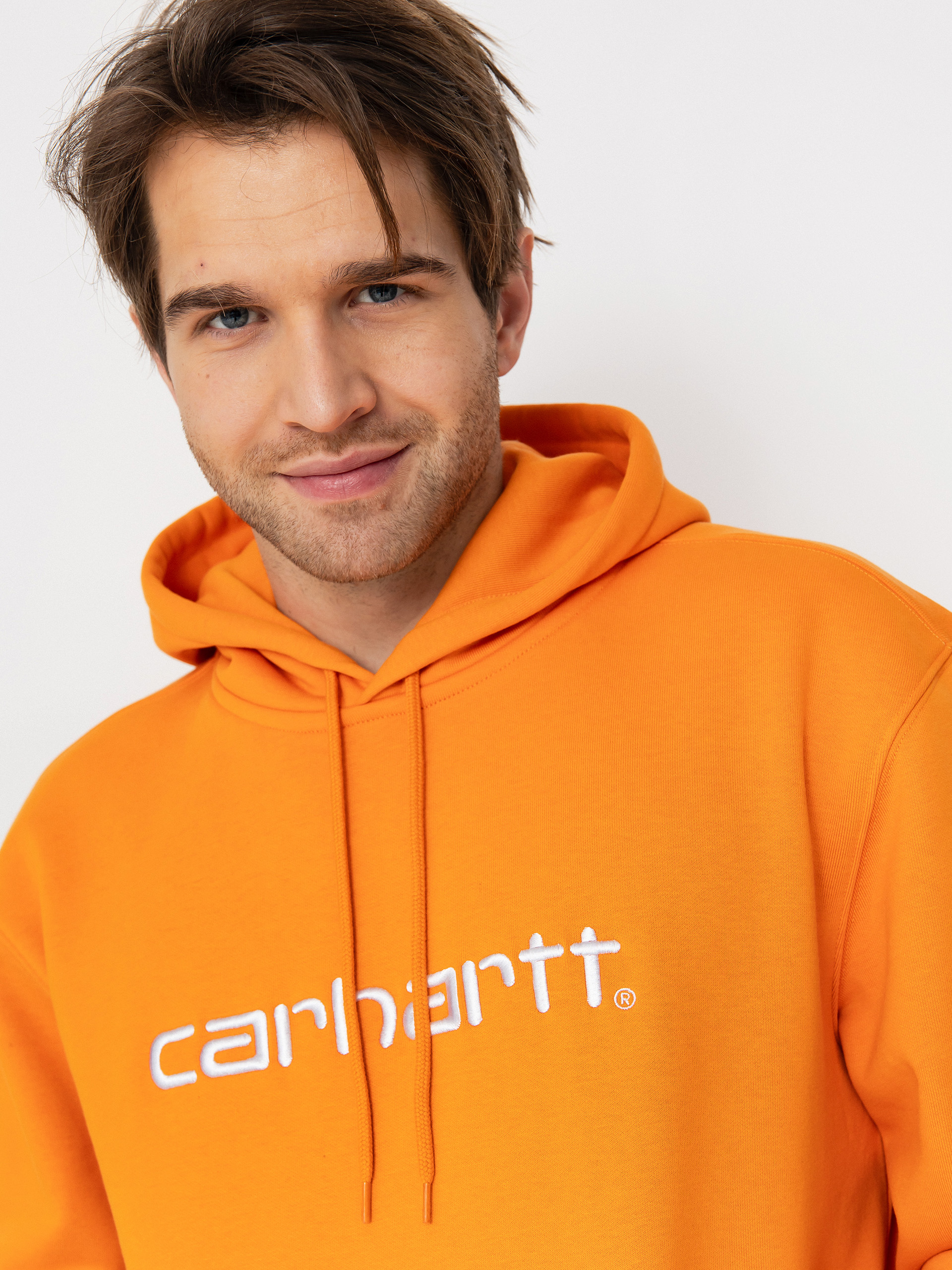 Hanorac cu glugă Carhartt WIP Carhartt HD (pumpkin/white)