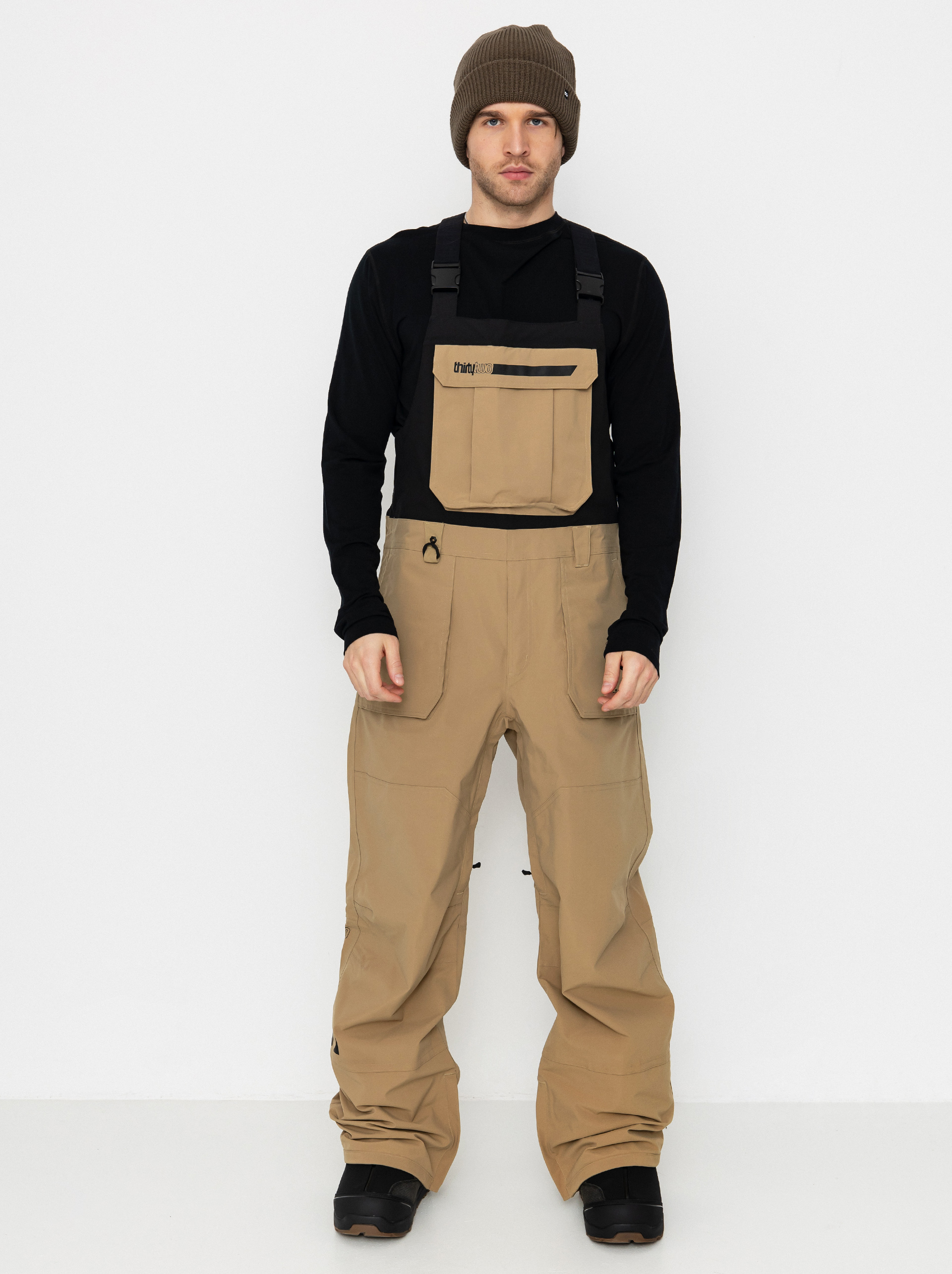 Pantaloni pentru snowboard ThirtyTwo Basement Bib (khaki)