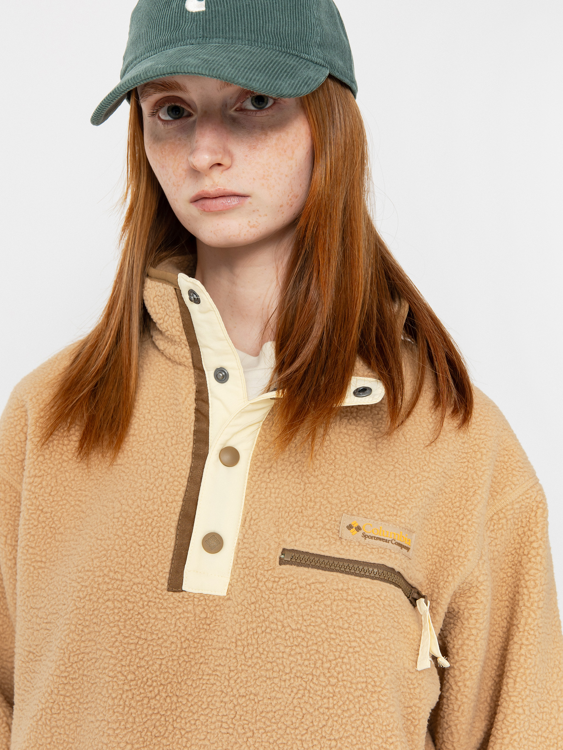 Pentru femei Hanorac din fleece Columbia Helvetia II Cropped Half Snap (canoe)