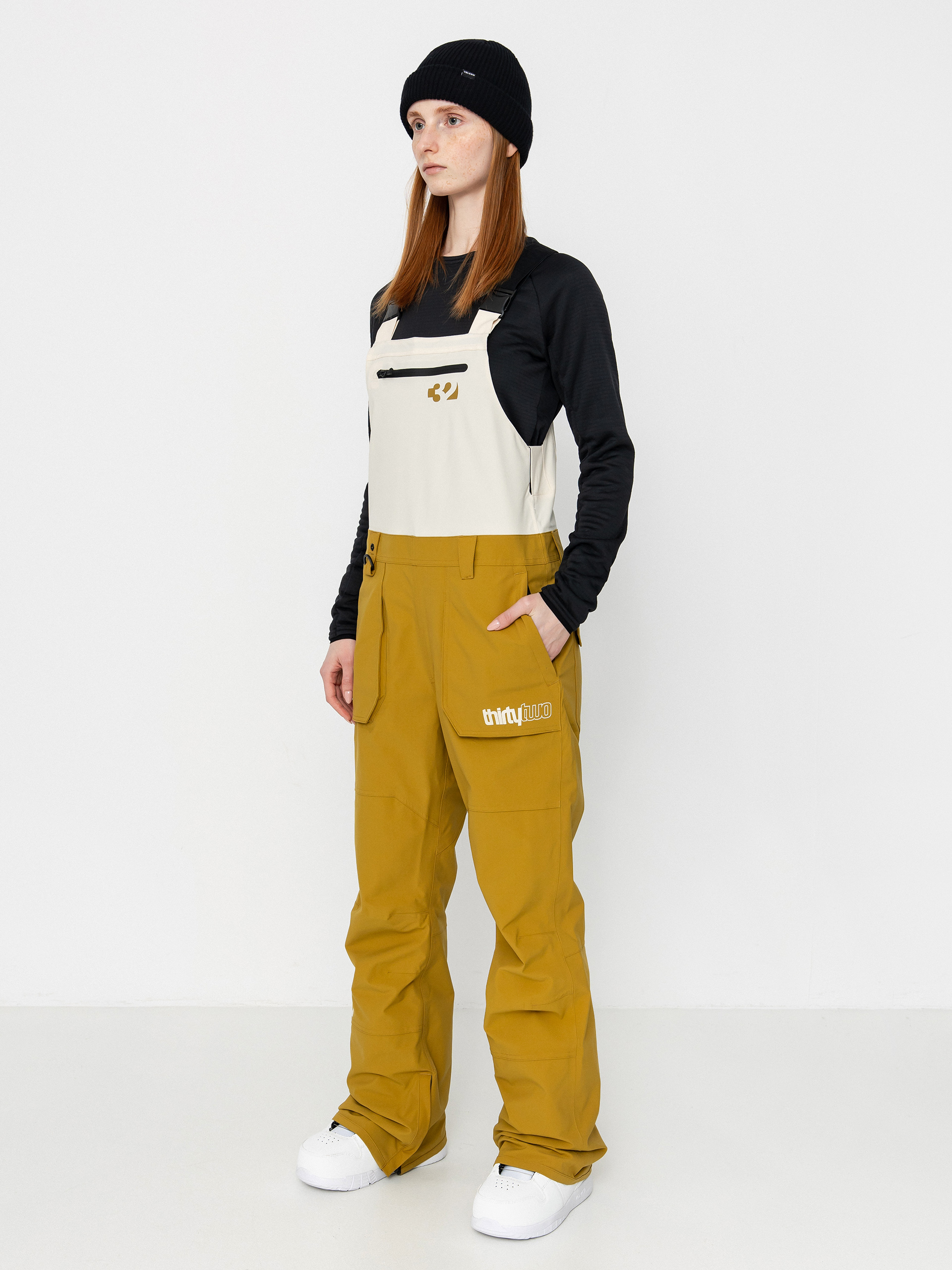 Pentru femei Pantaloni pentru snowboard ThirtyTwo Basement Bib (tan)
