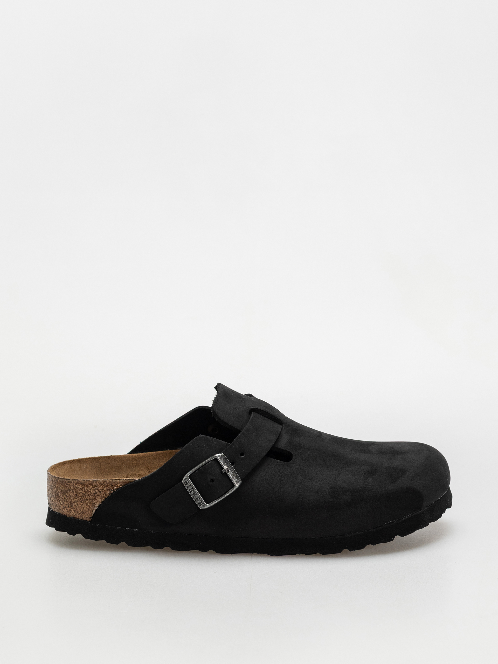 BIRKENSTOCK BOSTON 44 訳あり Șlapi Birkenstock Boston Oiled Leather Narrow Wmn - gri (black)