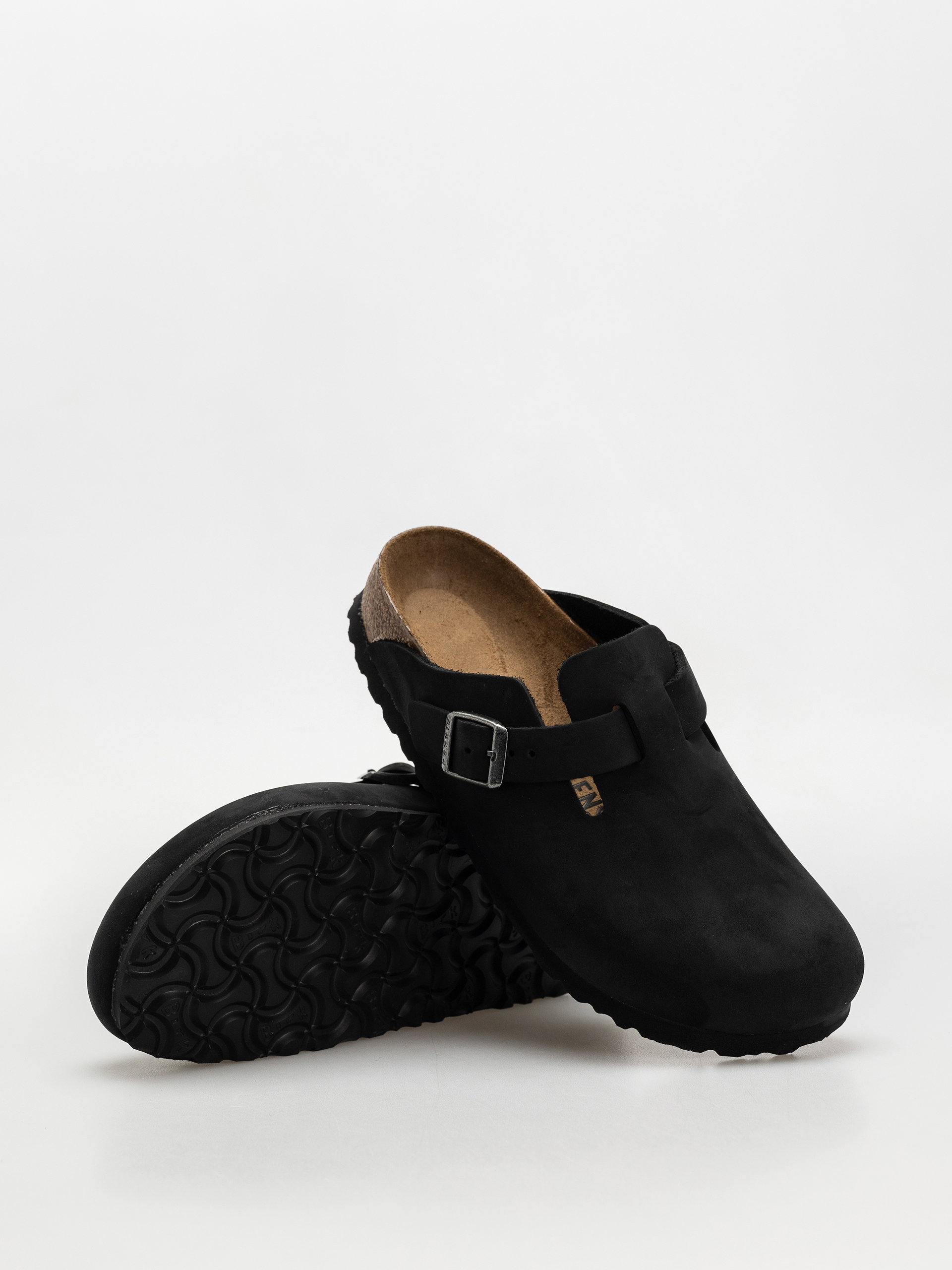 Șlapi Birkenstock Boston Oiled Leather Narrow Wmn - gri (black)