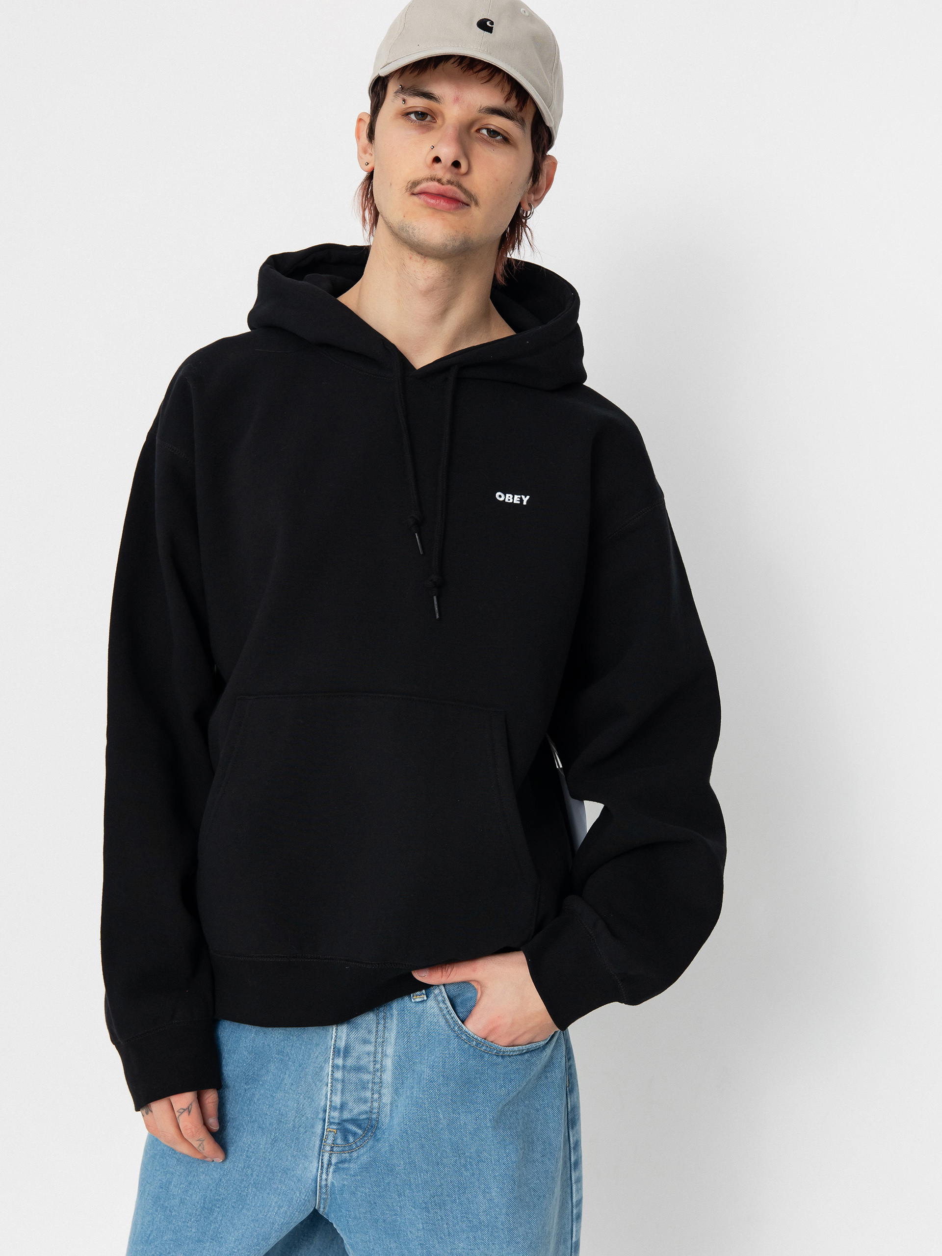 Hanorac cu glugu0103 OBEY Established Works Bold II HD (black)