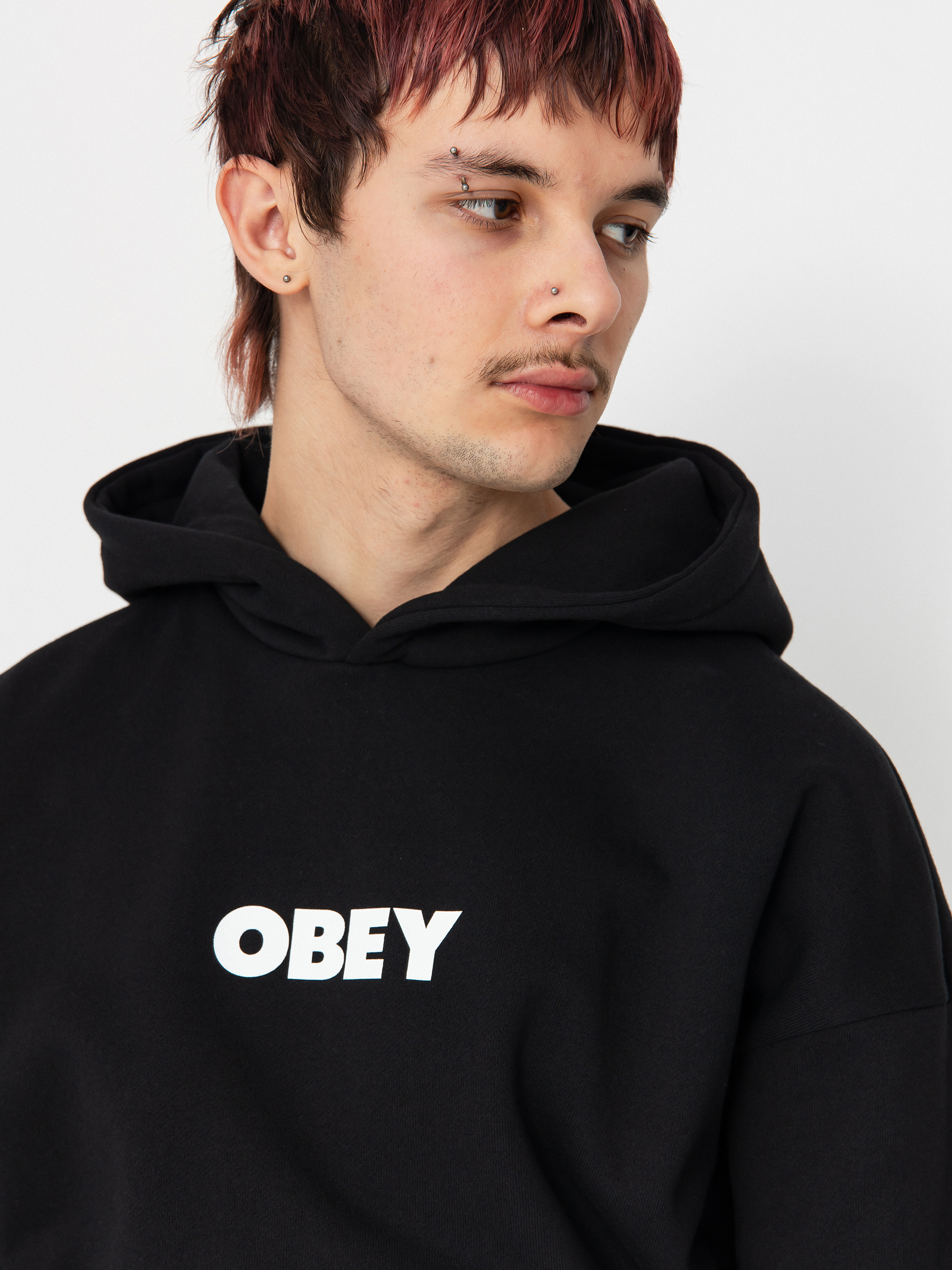 Hanorac cu glugă OBEY Bold Extra Heavy HD (black)