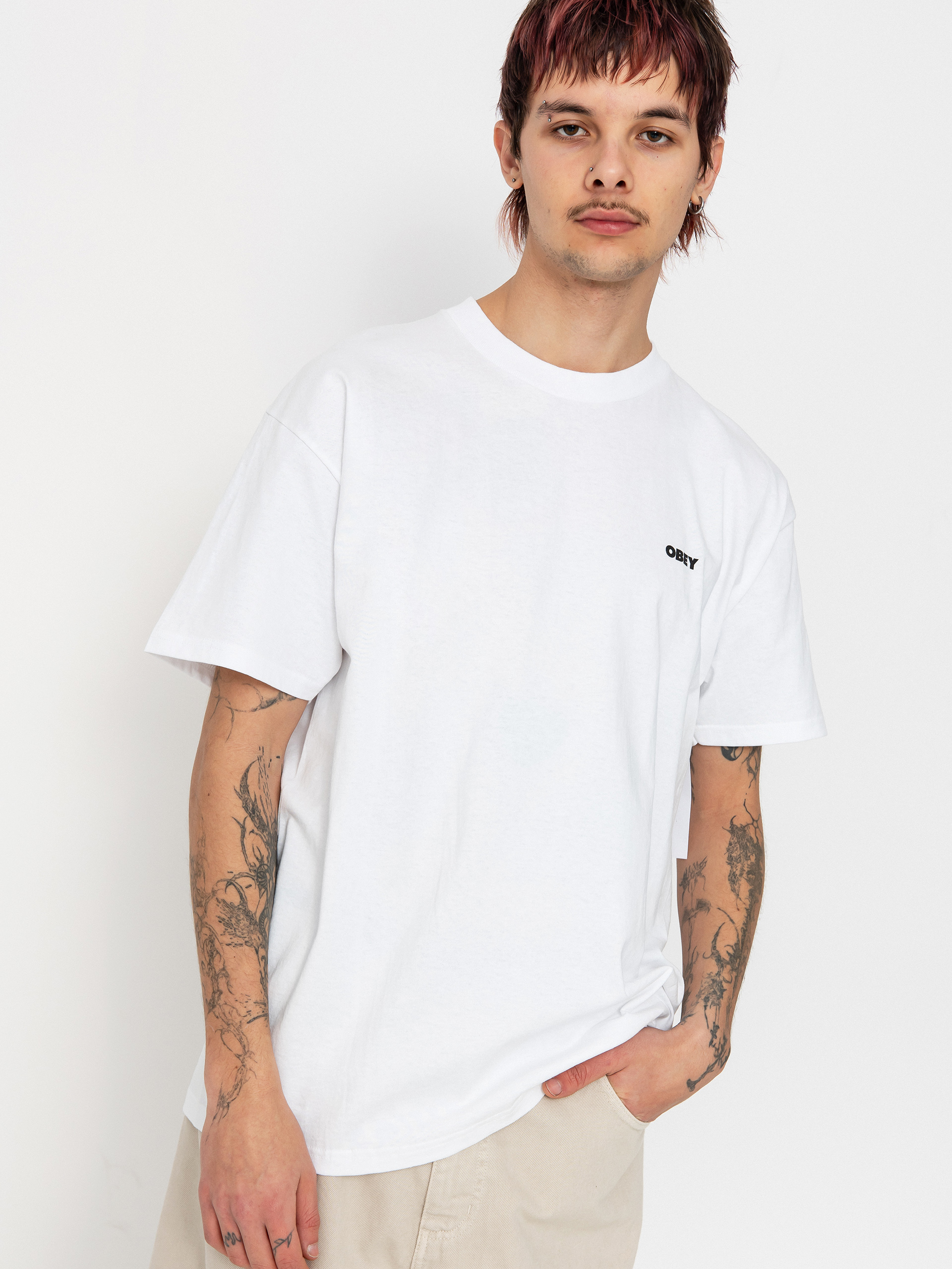 Tricou OBEY Icon Stencil Flame (white)