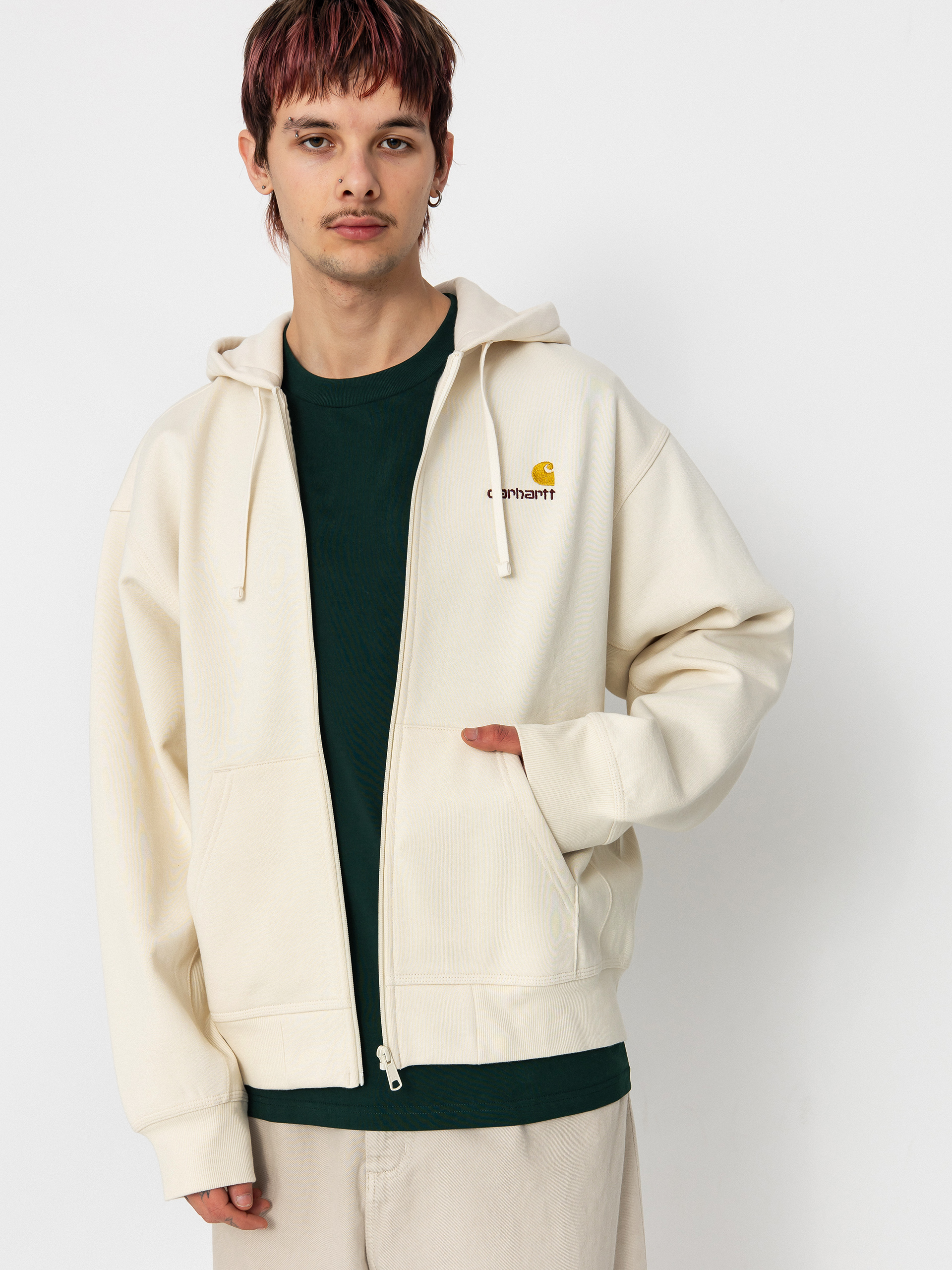 Hanorac cu glugă Carhartt WIP American Script ZHD (natural)