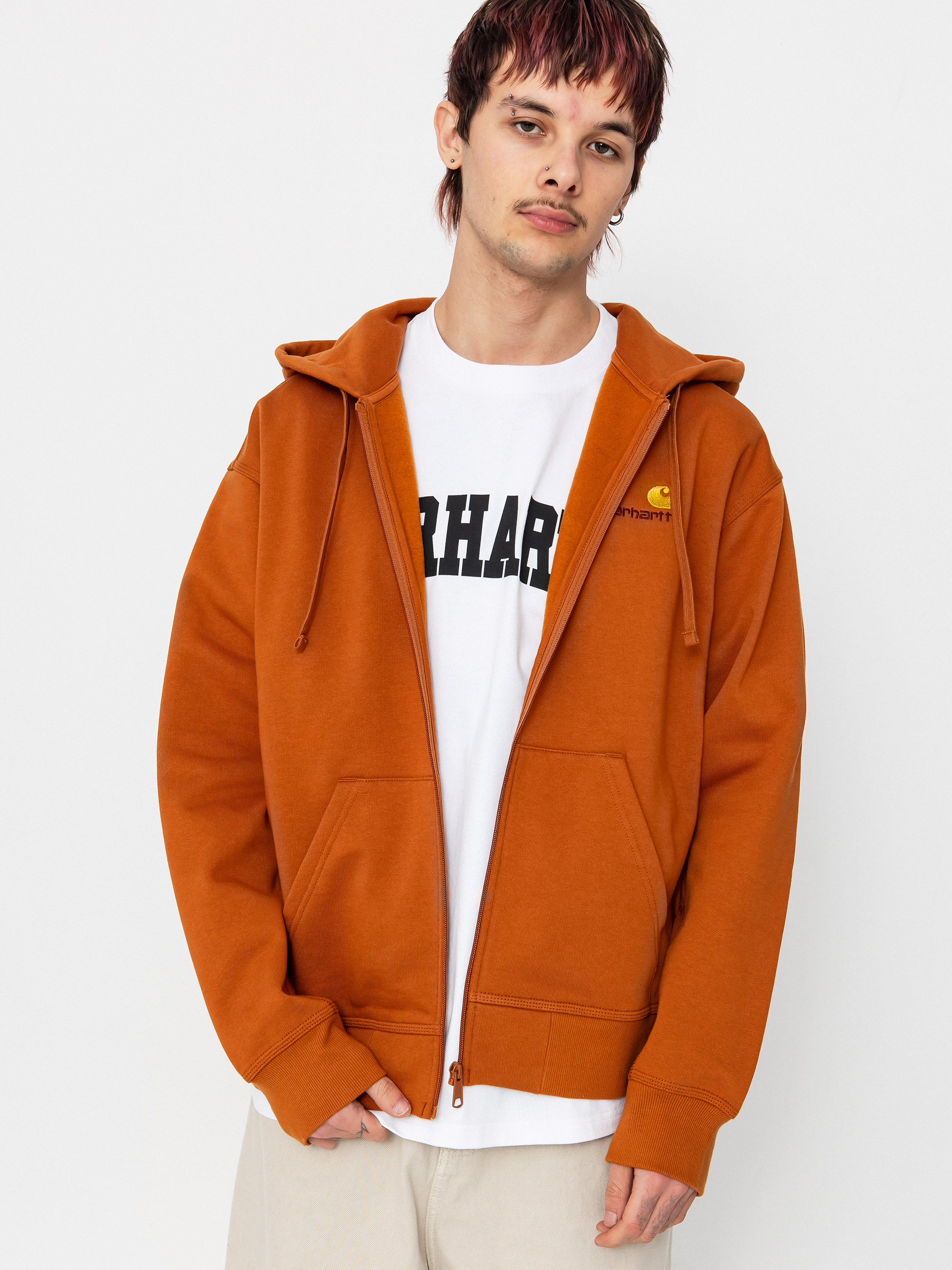 Hanorac cu glugă Carhartt WIP American Script ZHD (sienna)