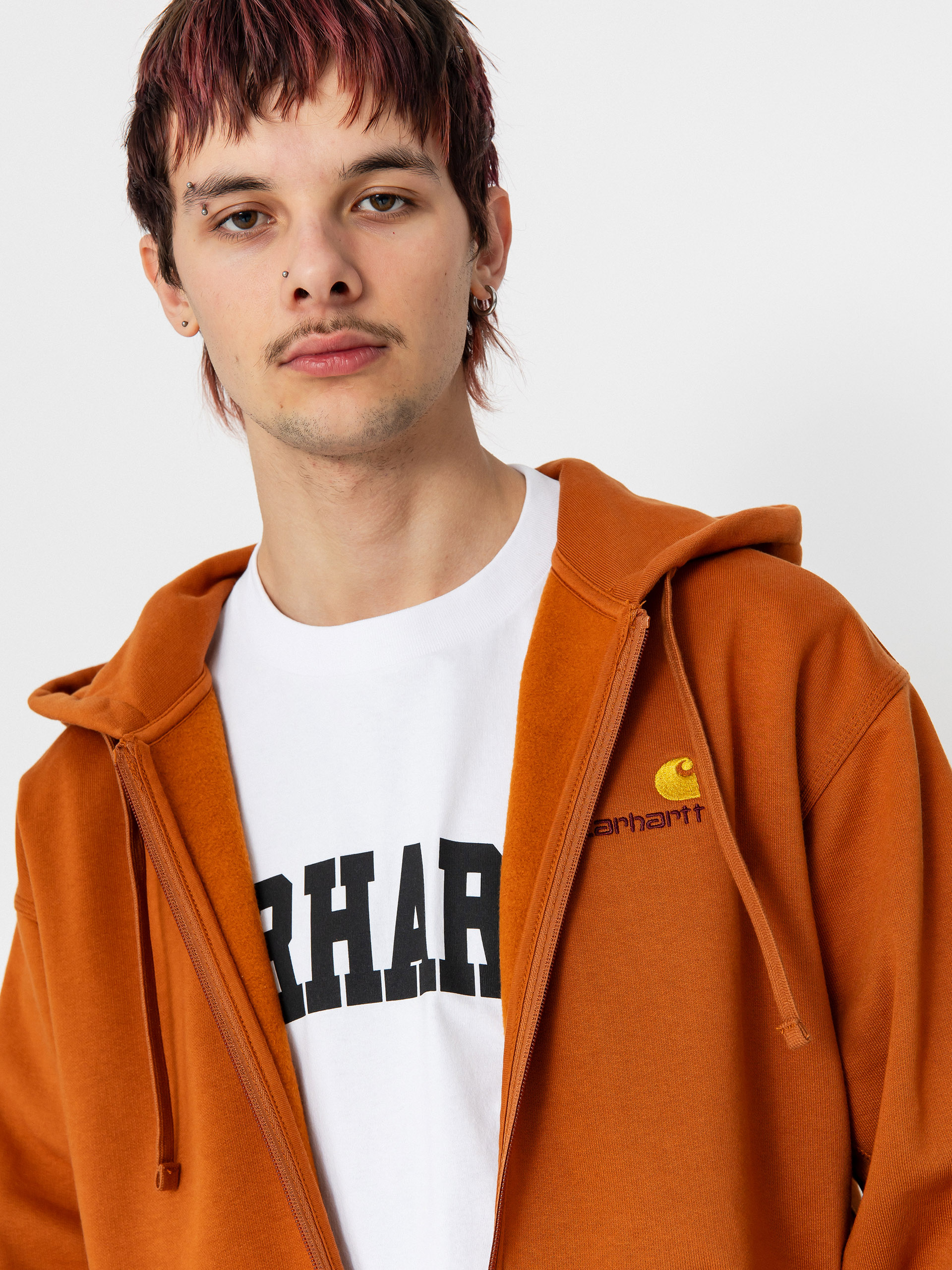 Hanorac cu glugă Carhartt WIP American Script ZHD (sienna)