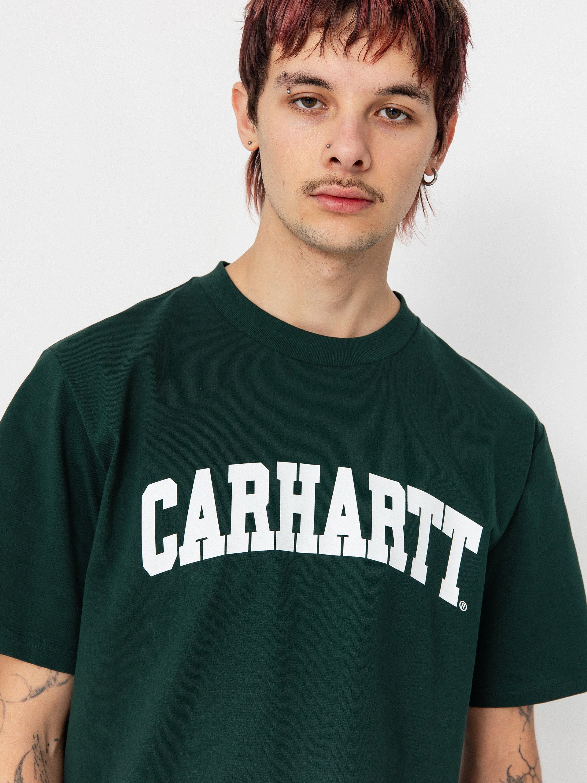 Tricou Carhartt WIP University (conifer/white)