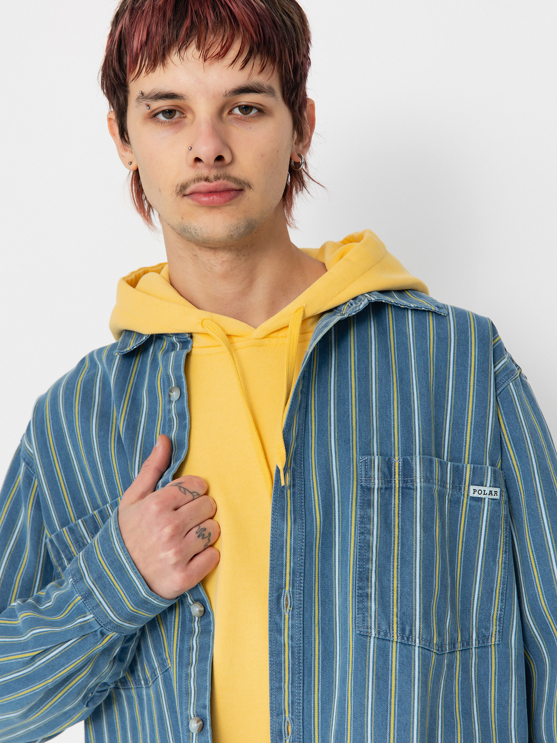 Cămașă Polar Skate Mike Denim (blue/yellow)