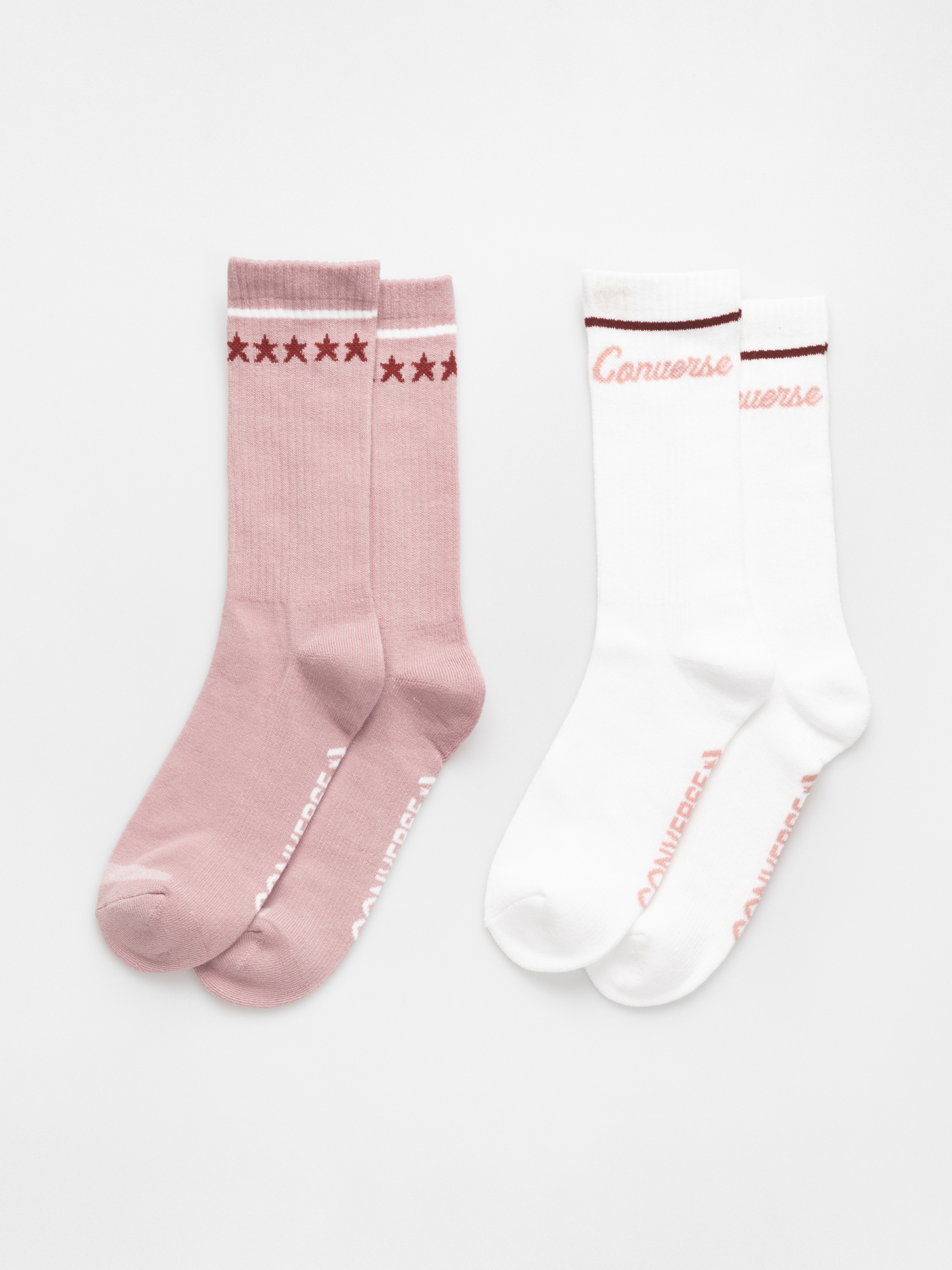 Șosete Converse Stars Retro Logo Crew 2Pk Wmn (white/horizon pink)