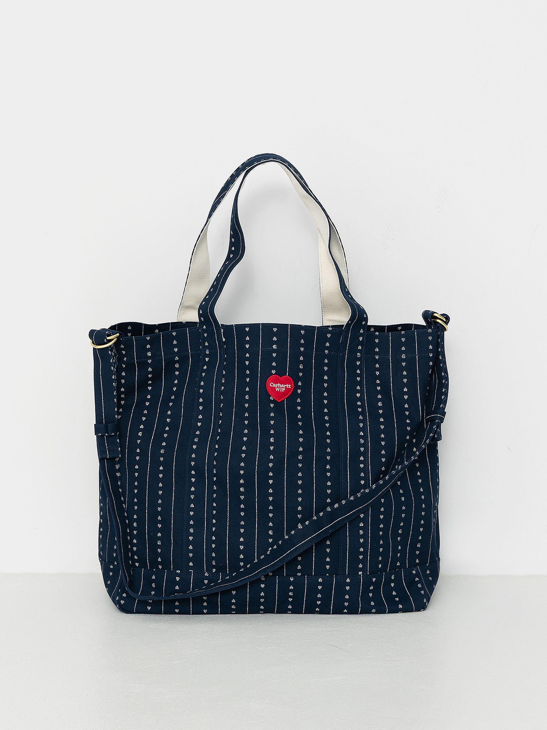 Geantă Carhartt WIP Drewe Tote (heart c pinstripe/ink/natural)