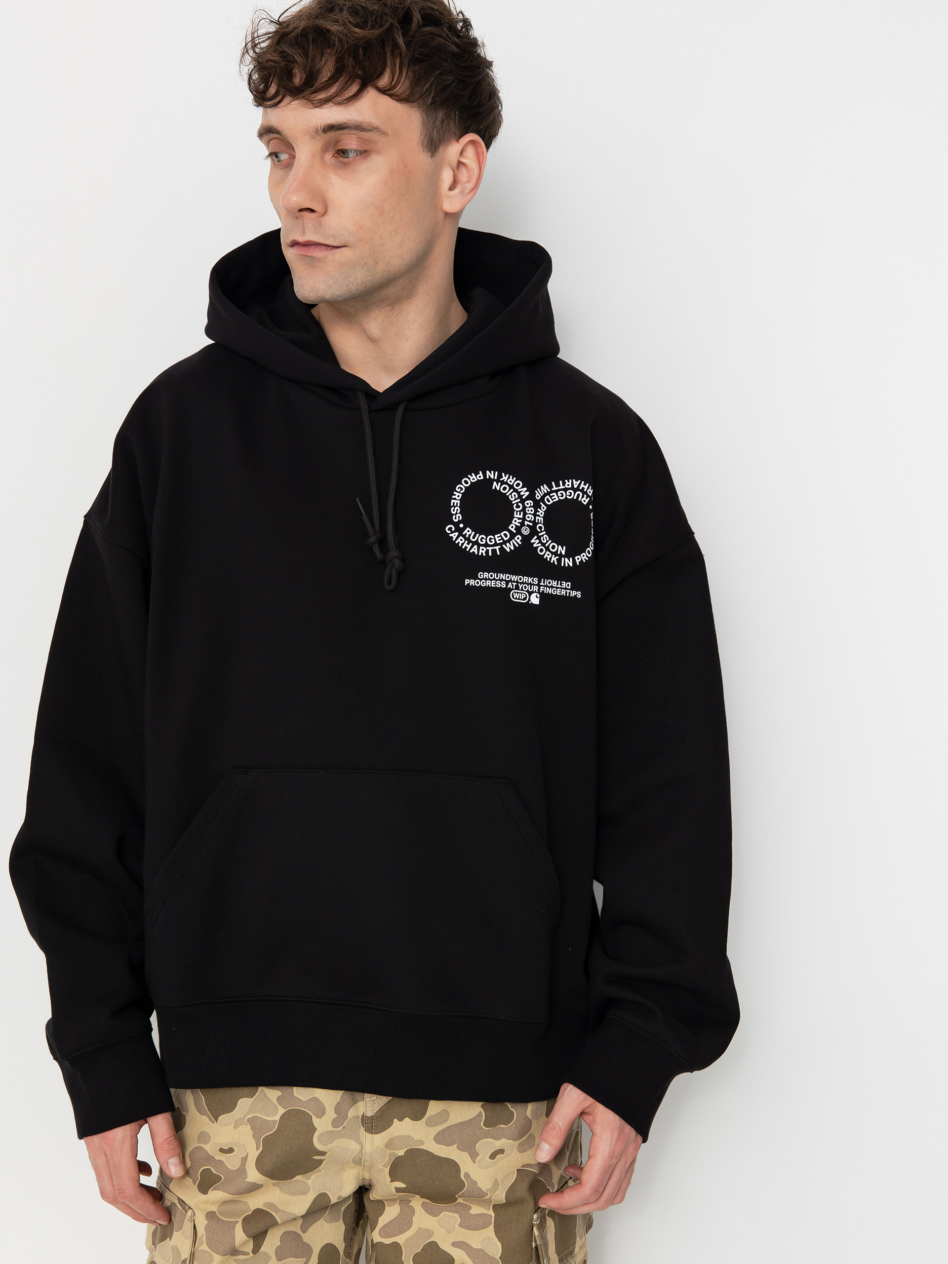 Hanorac cu glugă Carhartt WIP Rotation HD (black/white)