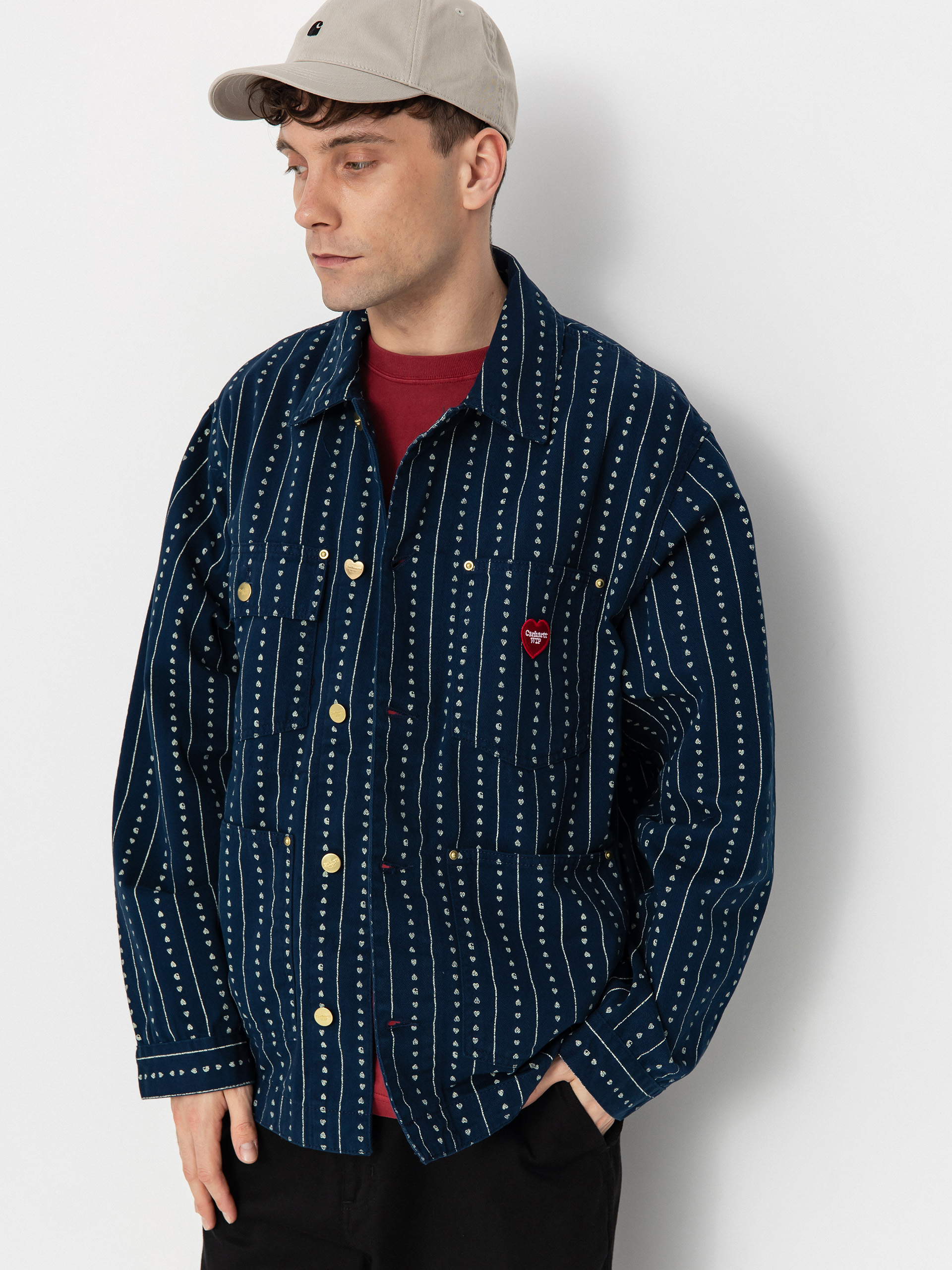 Geacu0103 Carhartt WIP Drewe Chore Coat (heart c pinstripe/ink/natural)