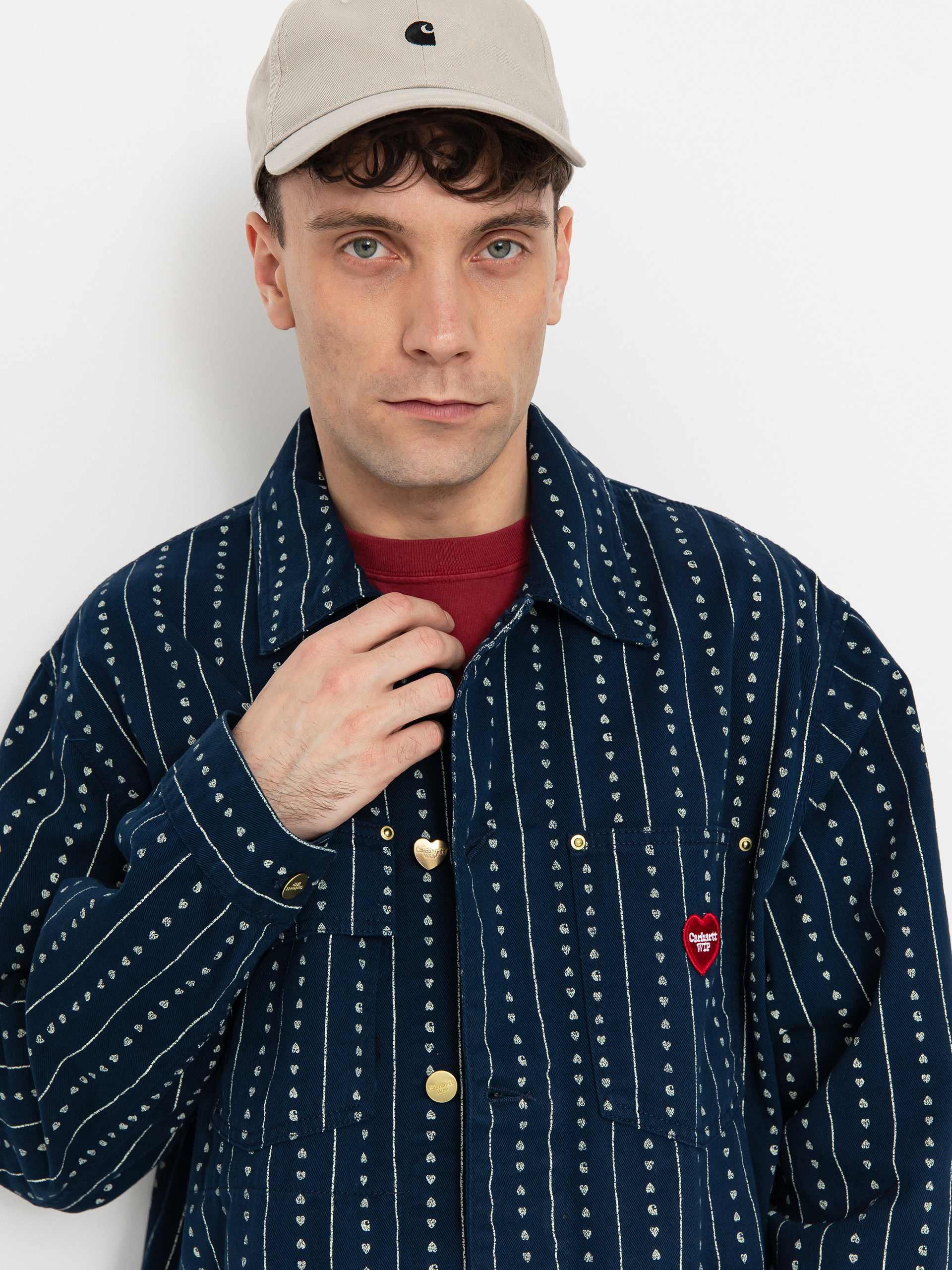 Geacă Carhartt WIP Drewe Chore Coat (heart c pinstripe/ink/natural)