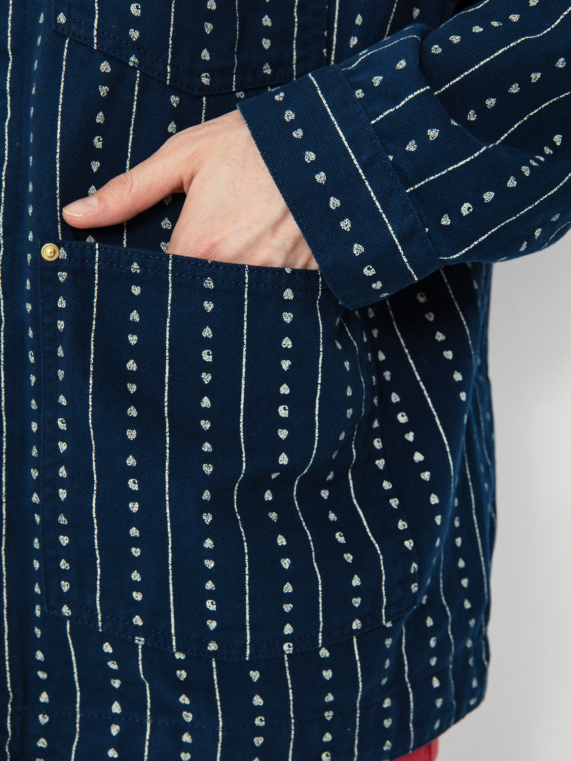 Geacă Carhartt WIP Drewe Chore Coat (heart c pinstripe/ink/natural)