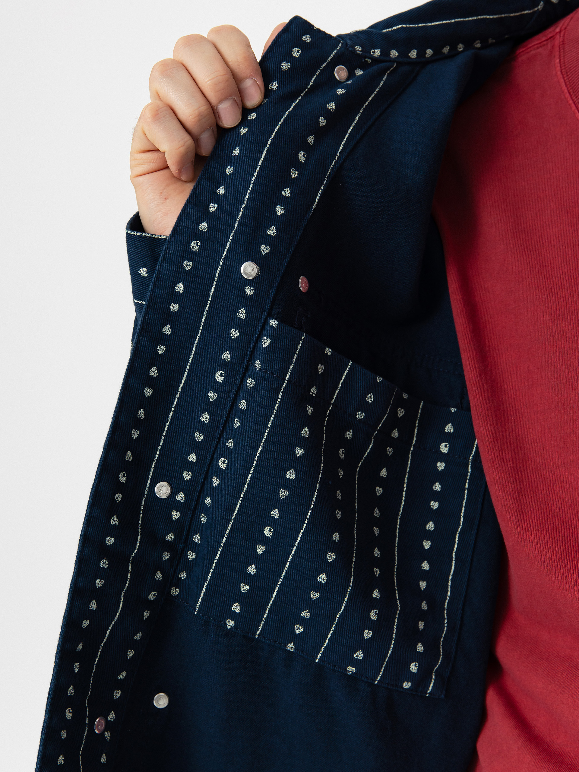 Geacă Carhartt WIP Drewe Chore Coat (heart c pinstripe/ink/natural)