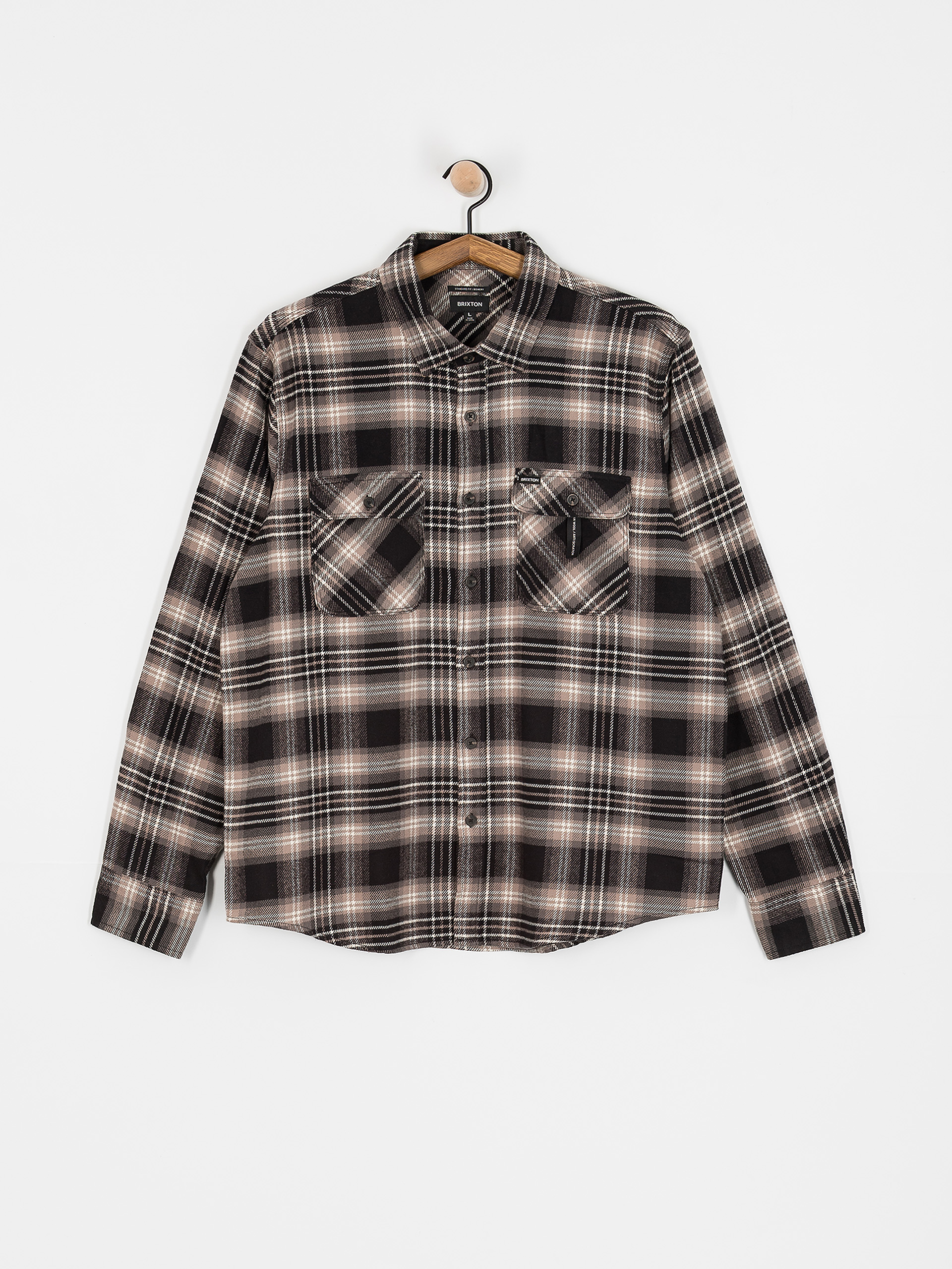 Cămașă Brixton Bowery Flannel (black/charcoal/beige)