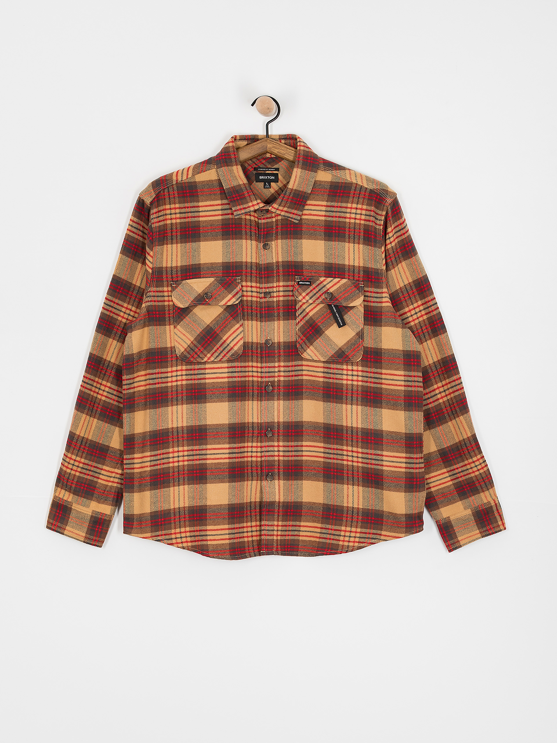 Cămașă Brixton Bowery Flannel (curry/washed black/crimson)