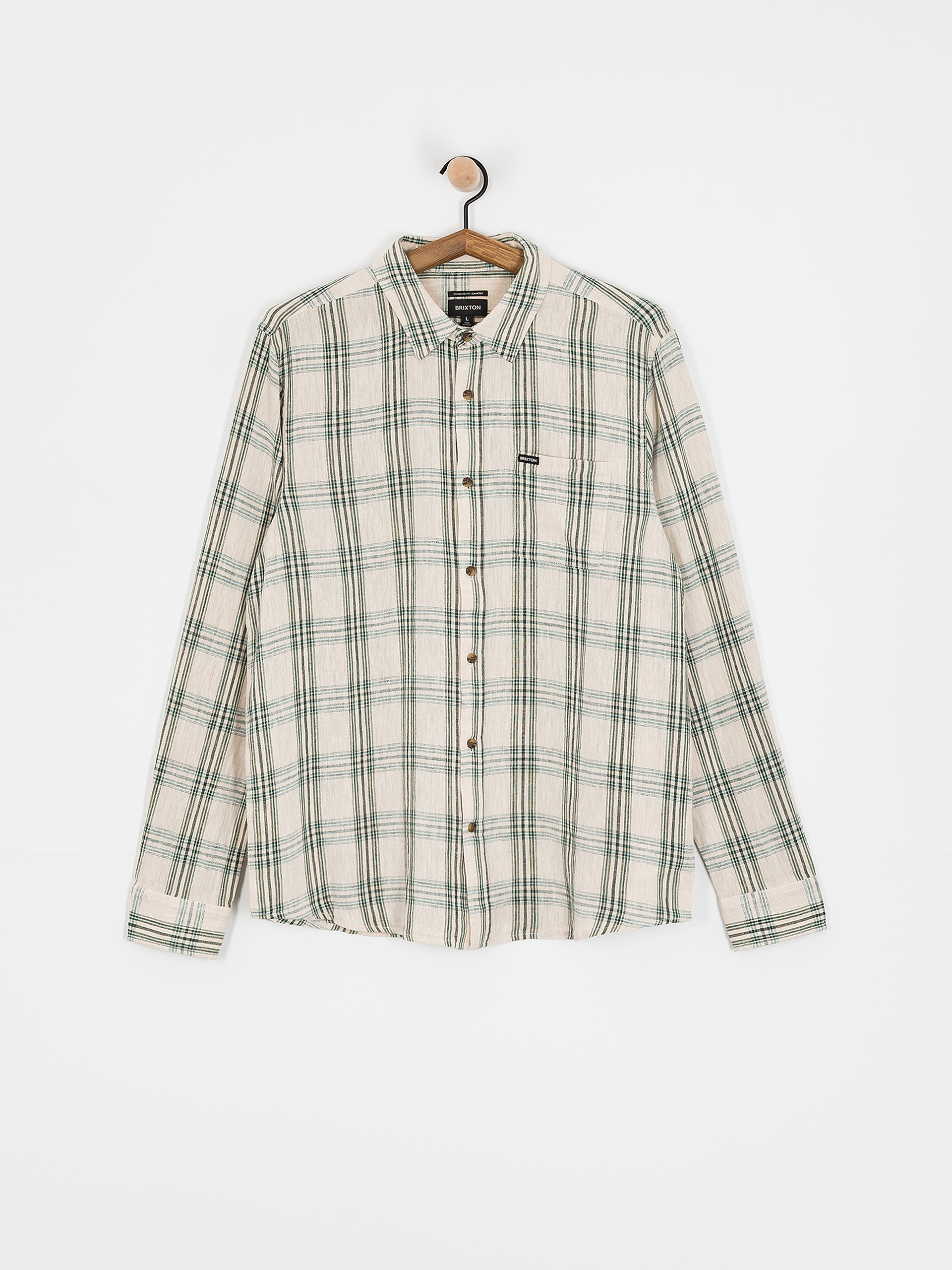 Cămașă Brixton Charter Linen Blend Ls (off white/ivy green plaid)