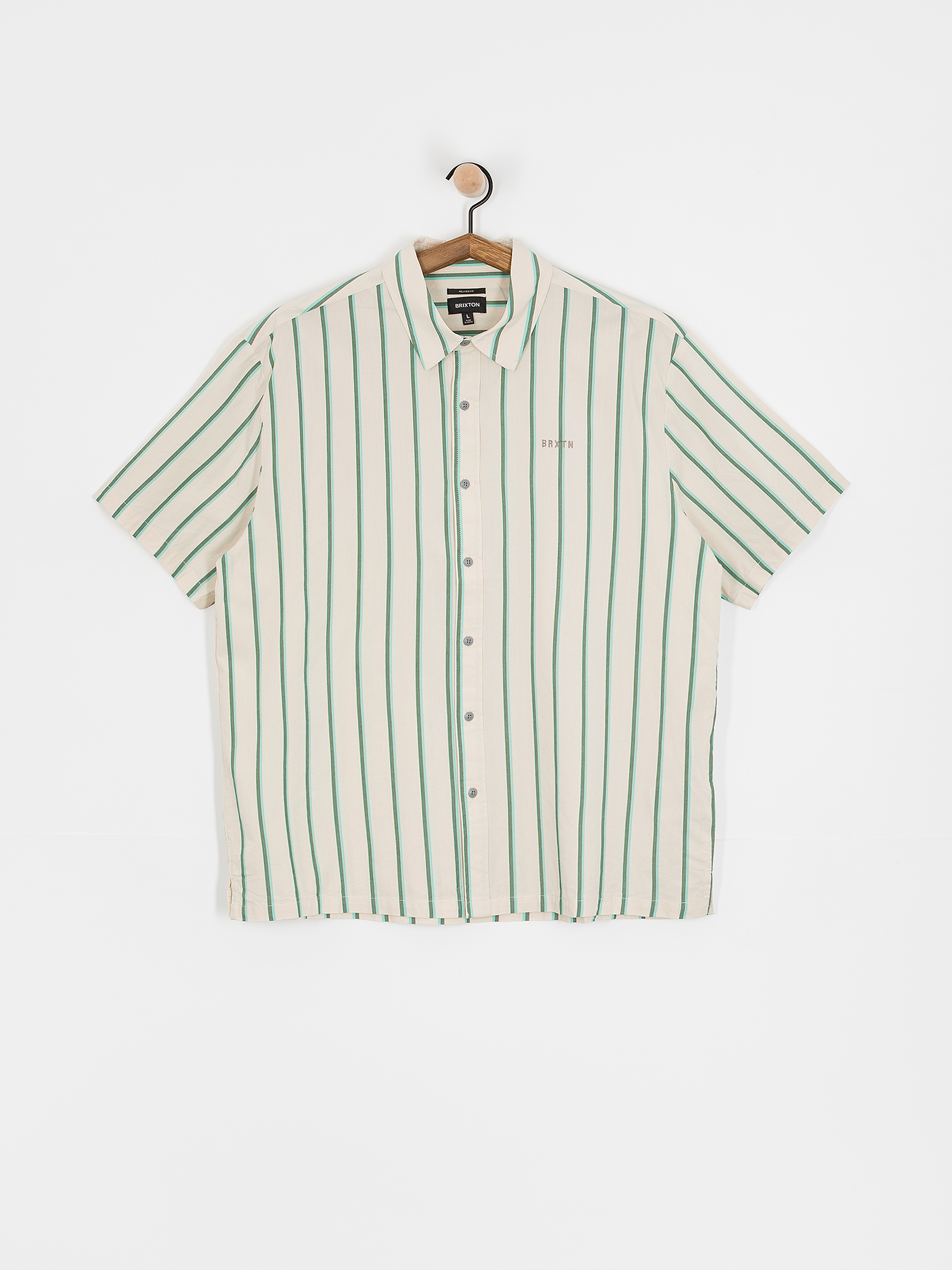 Cămașă Brixton Cru Stripe (beige/pine needle/aquatic gree)