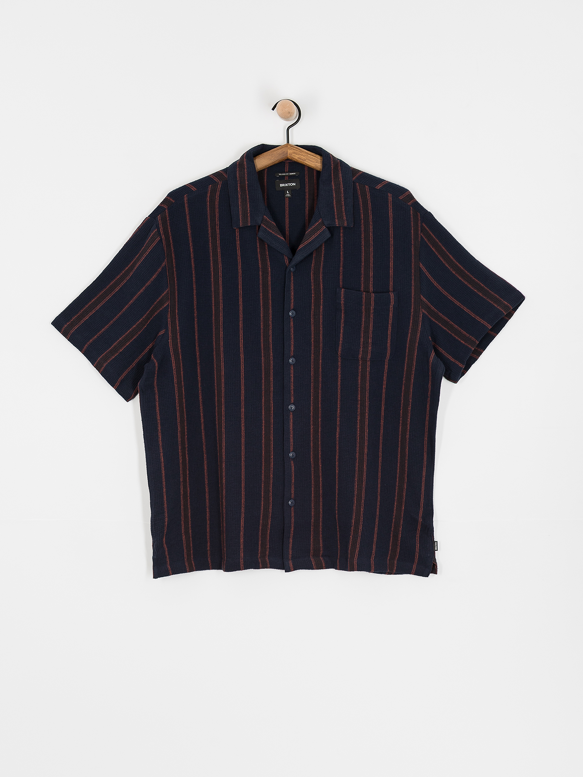 Cămașă Brixton Bunker Waffle Stripe (washed navy stripe)