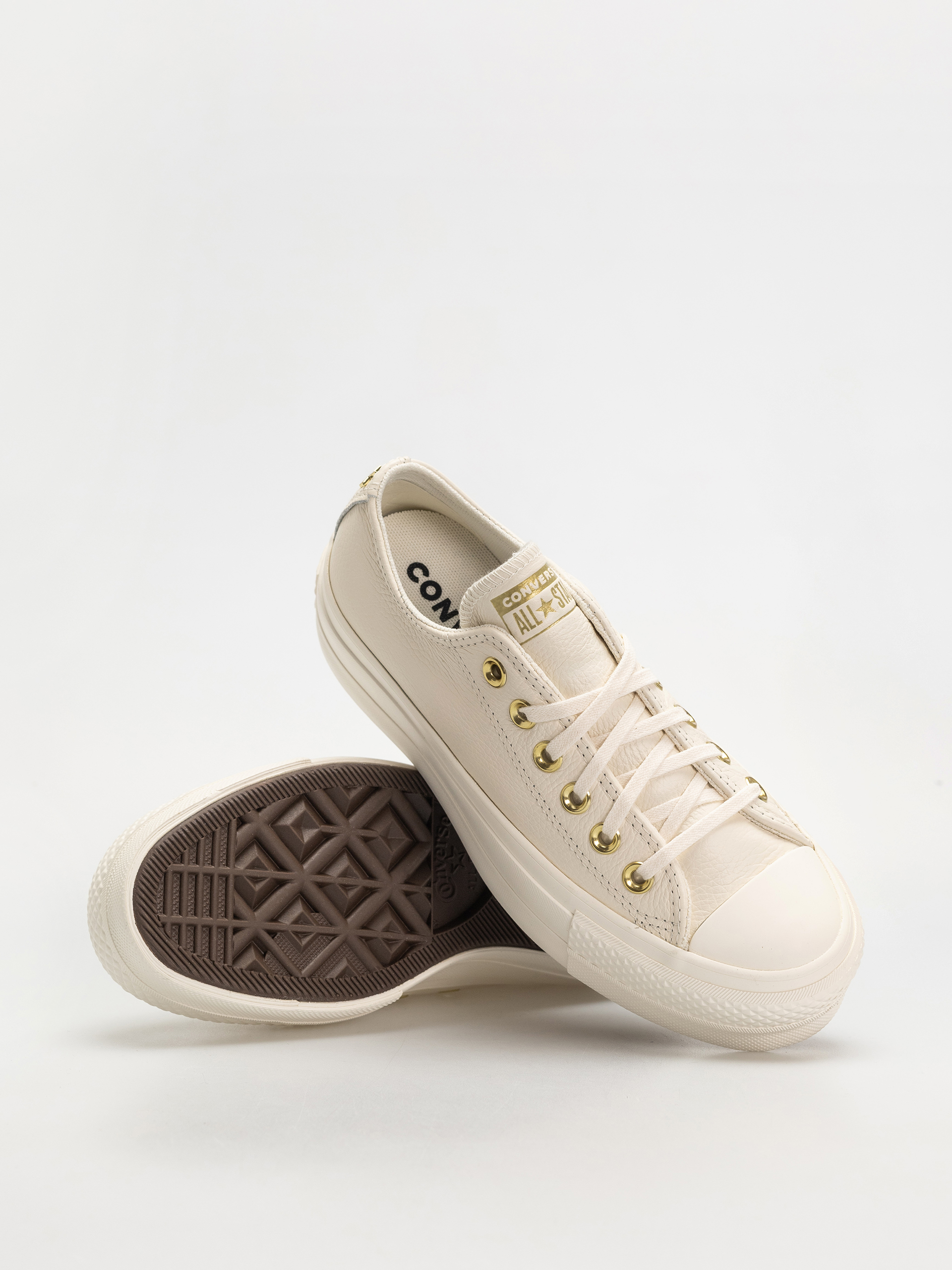 Teniși Converse Chuck Taylor All Star Lift Ox Wmn (egret/egret/gold)