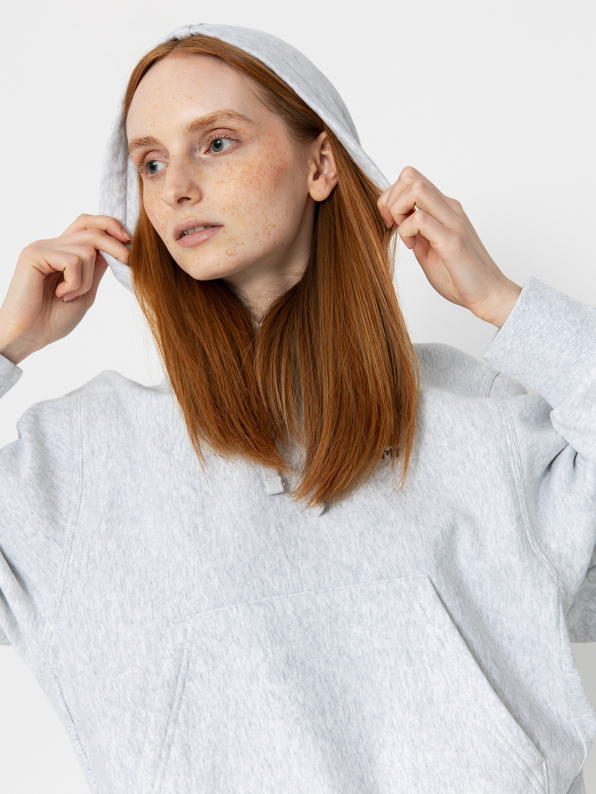 Hanorac cu glugă Carhartt WIP American Script HD Wmn (ash heather)