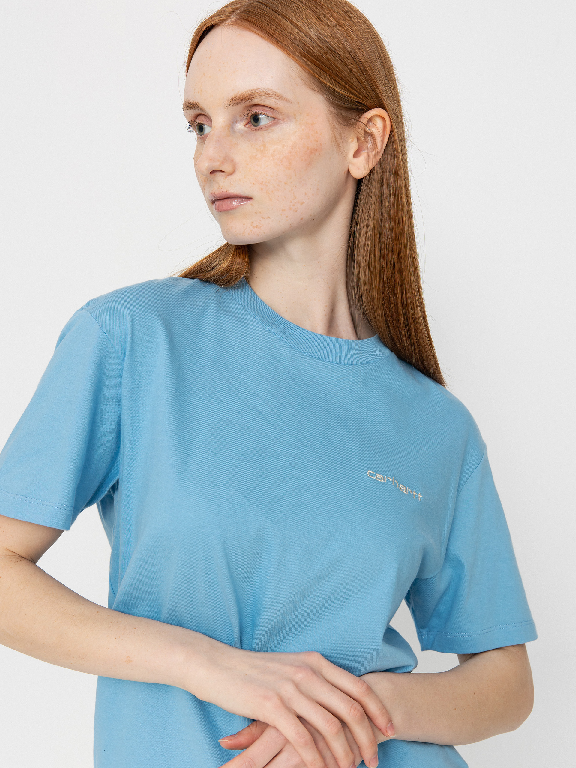 Tricou Carhartt WIP Script Embroidery Wmn (bluebird/fleur de sel)