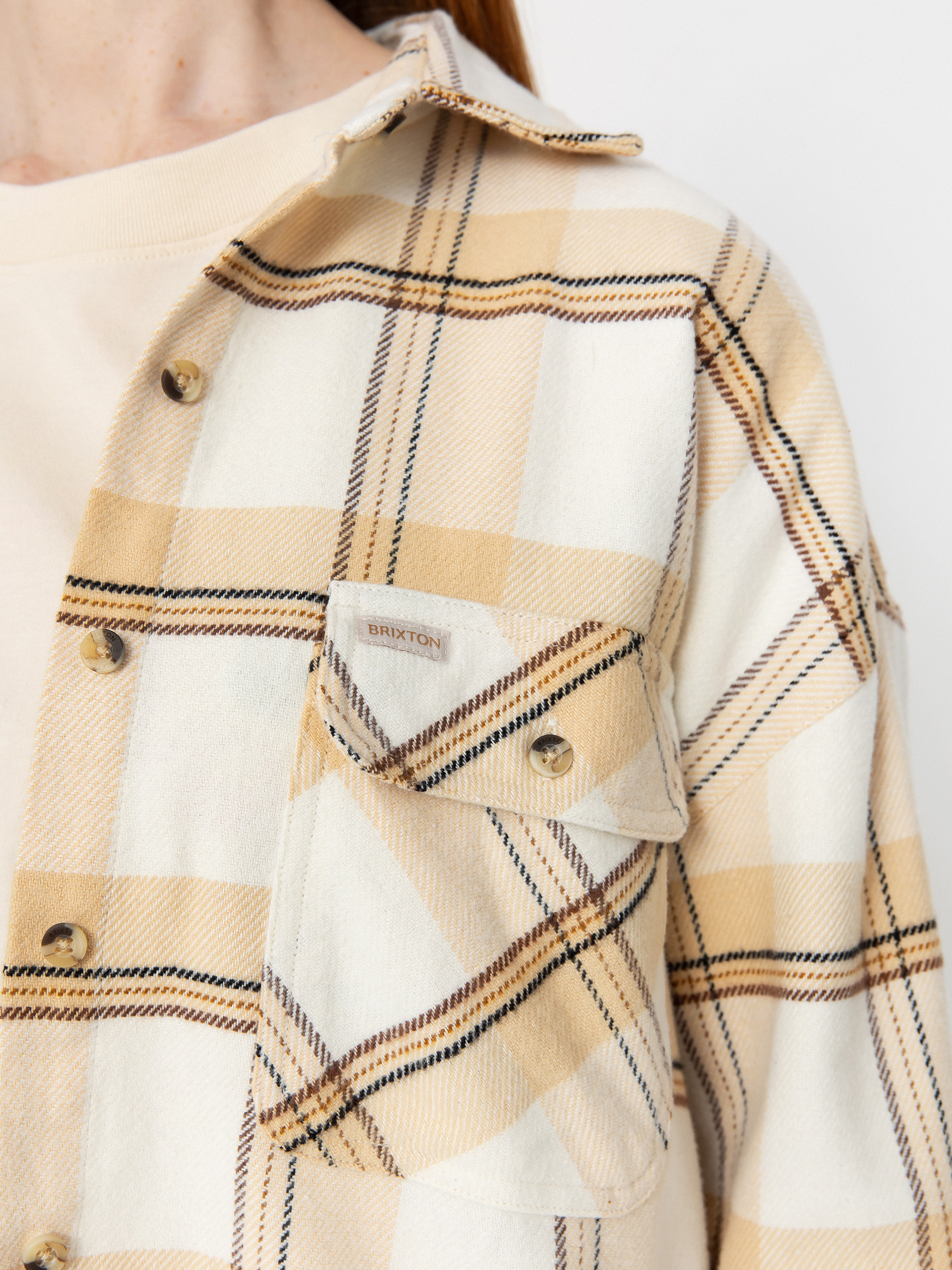 Cămașă Brixton Bowery Classic Flannel Wmn (off white/semolina/washed copp)