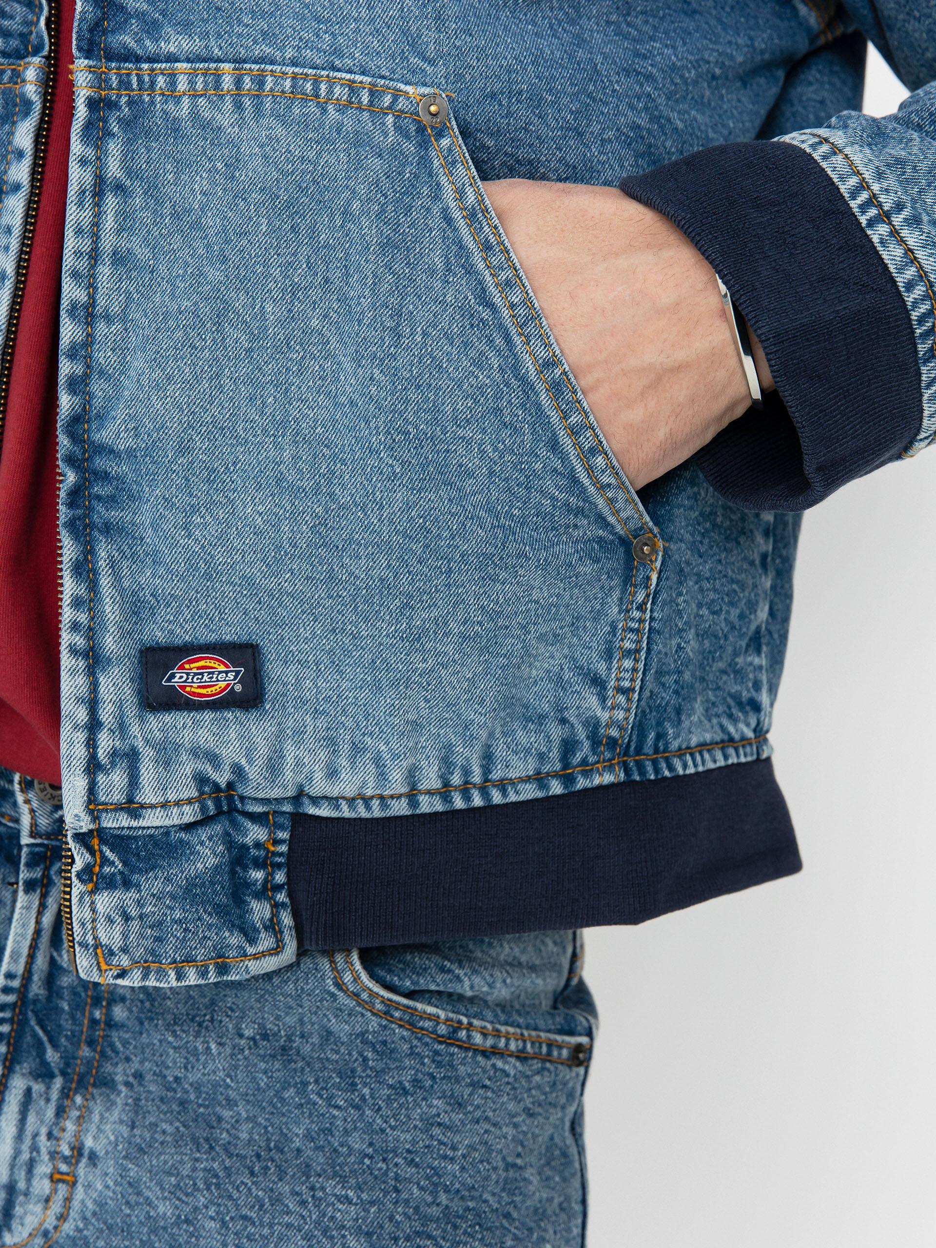 Geacă Dickies Hooded (rinsed blue w/ fade)