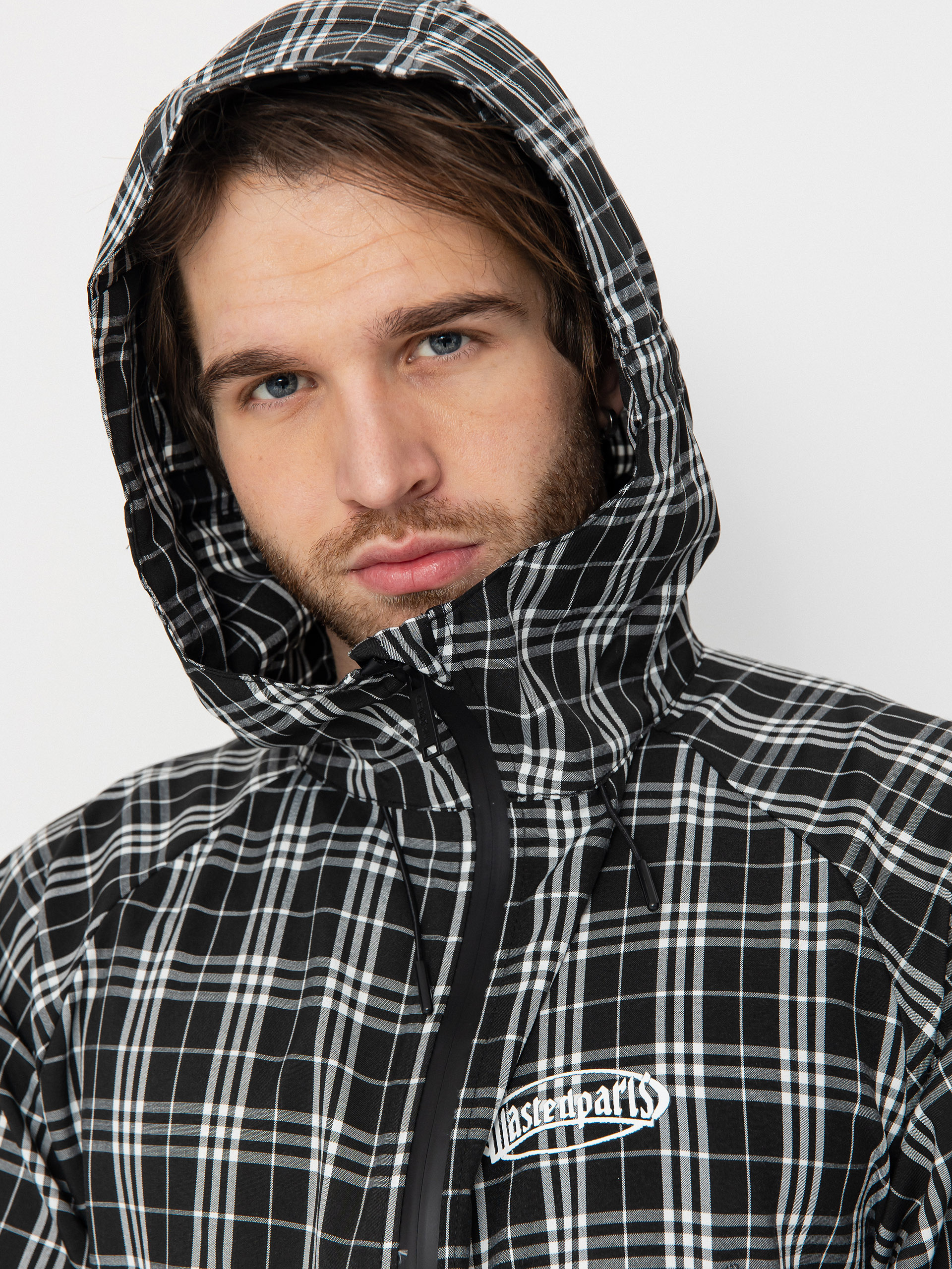 Geacă Wasted Paris Yard Tartan Windbreaker (black/white)