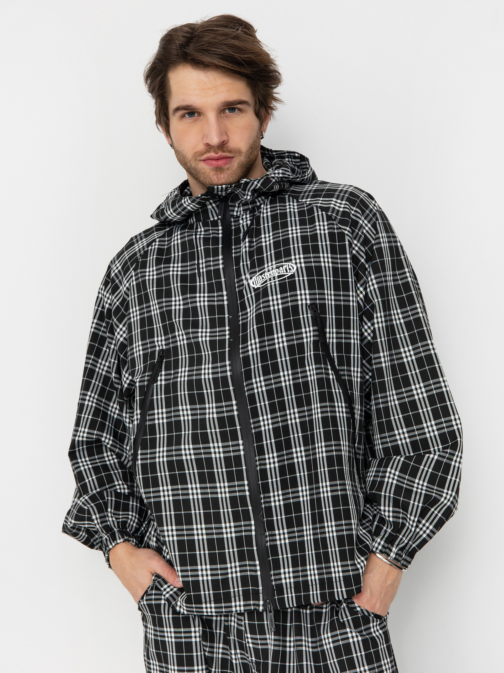 Geacă Wasted Paris Yard Tartan Windbreaker (black/white)