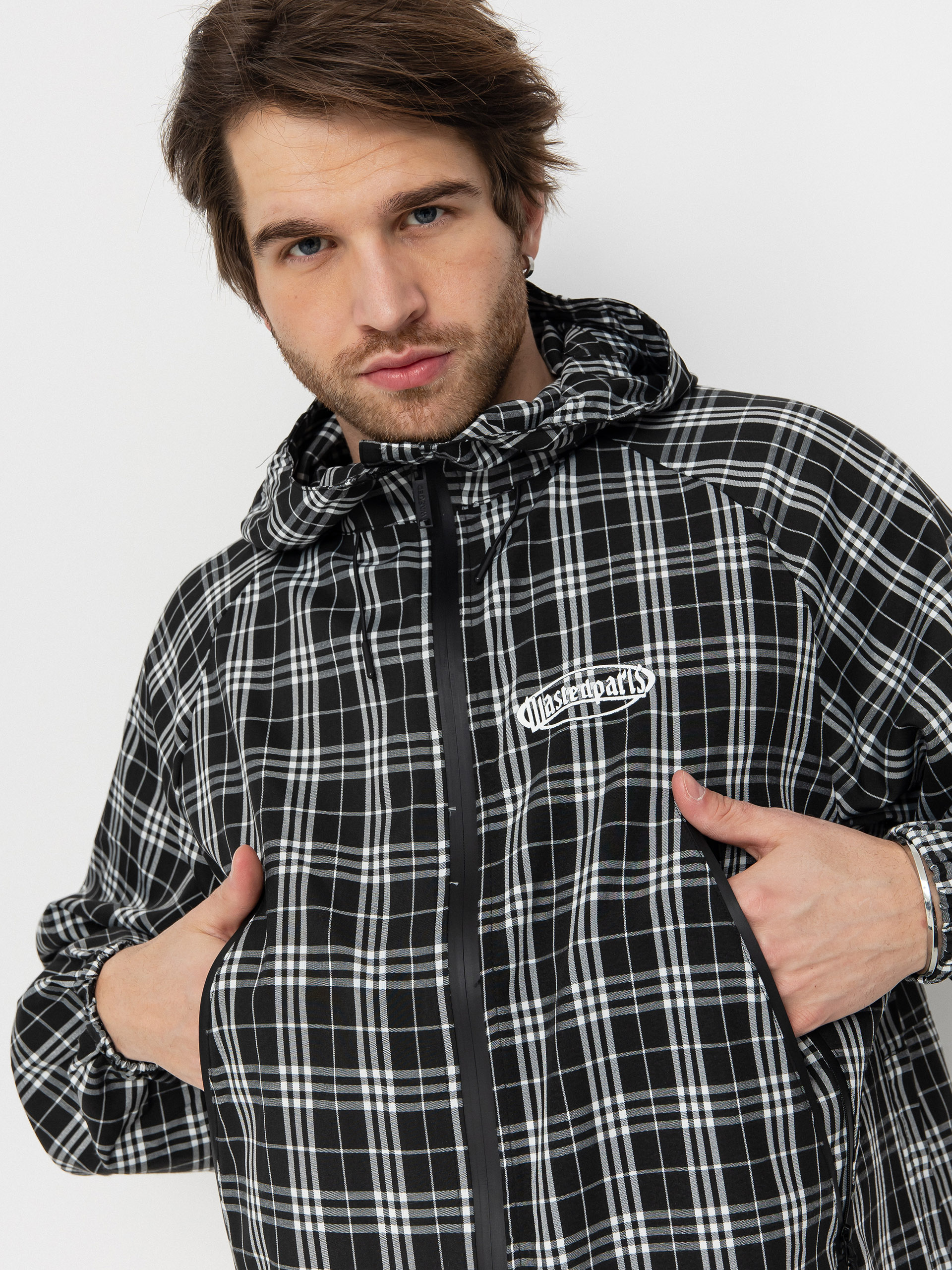 Geacă Wasted Paris Yard Tartan Windbreaker (black/white)