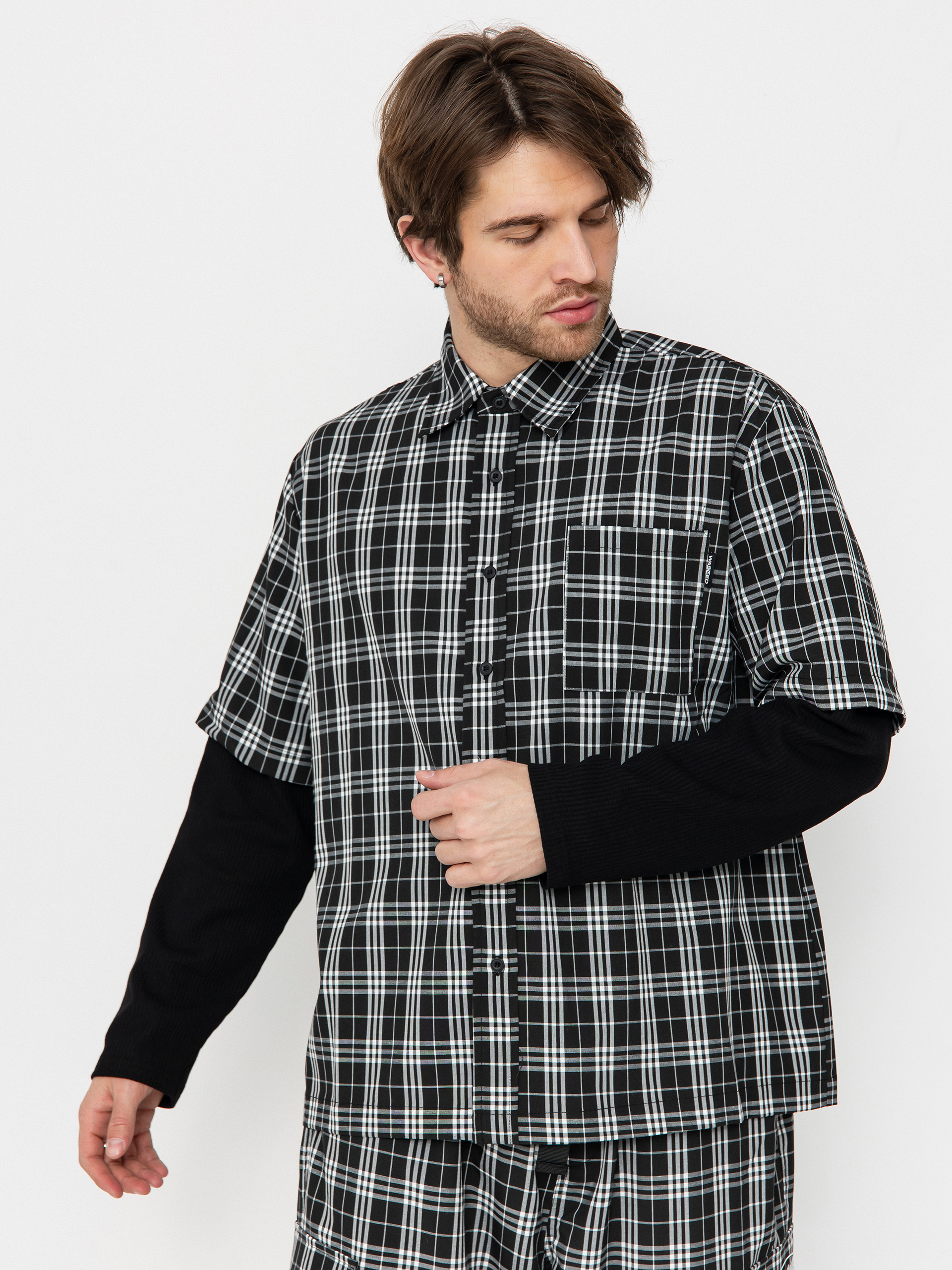 Cămașă Wasted Paris Yard Tartan Shirt Age (black/white)