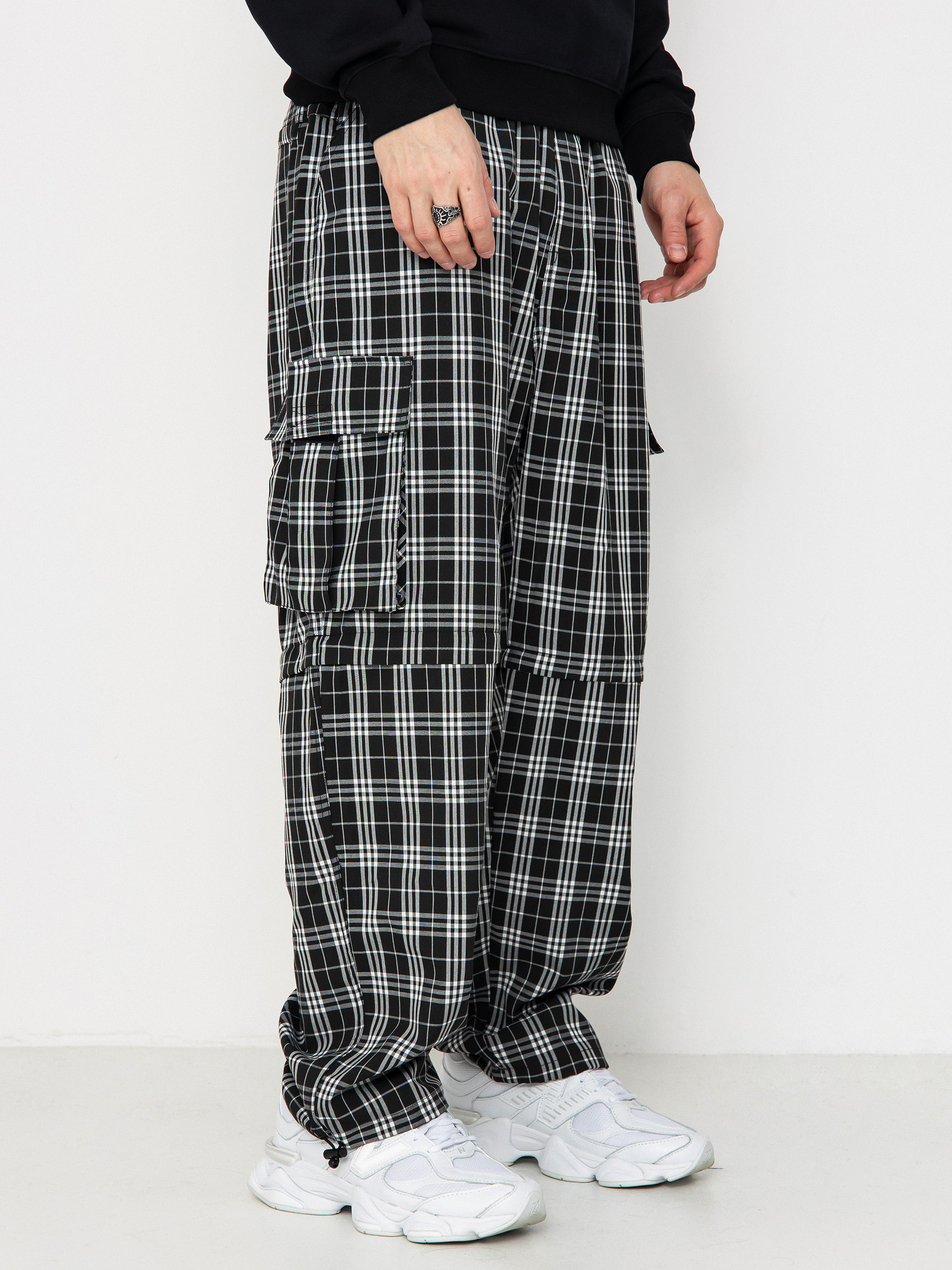 Pantaloni Wasted Paris Yard Tartan Hunter (black/white)