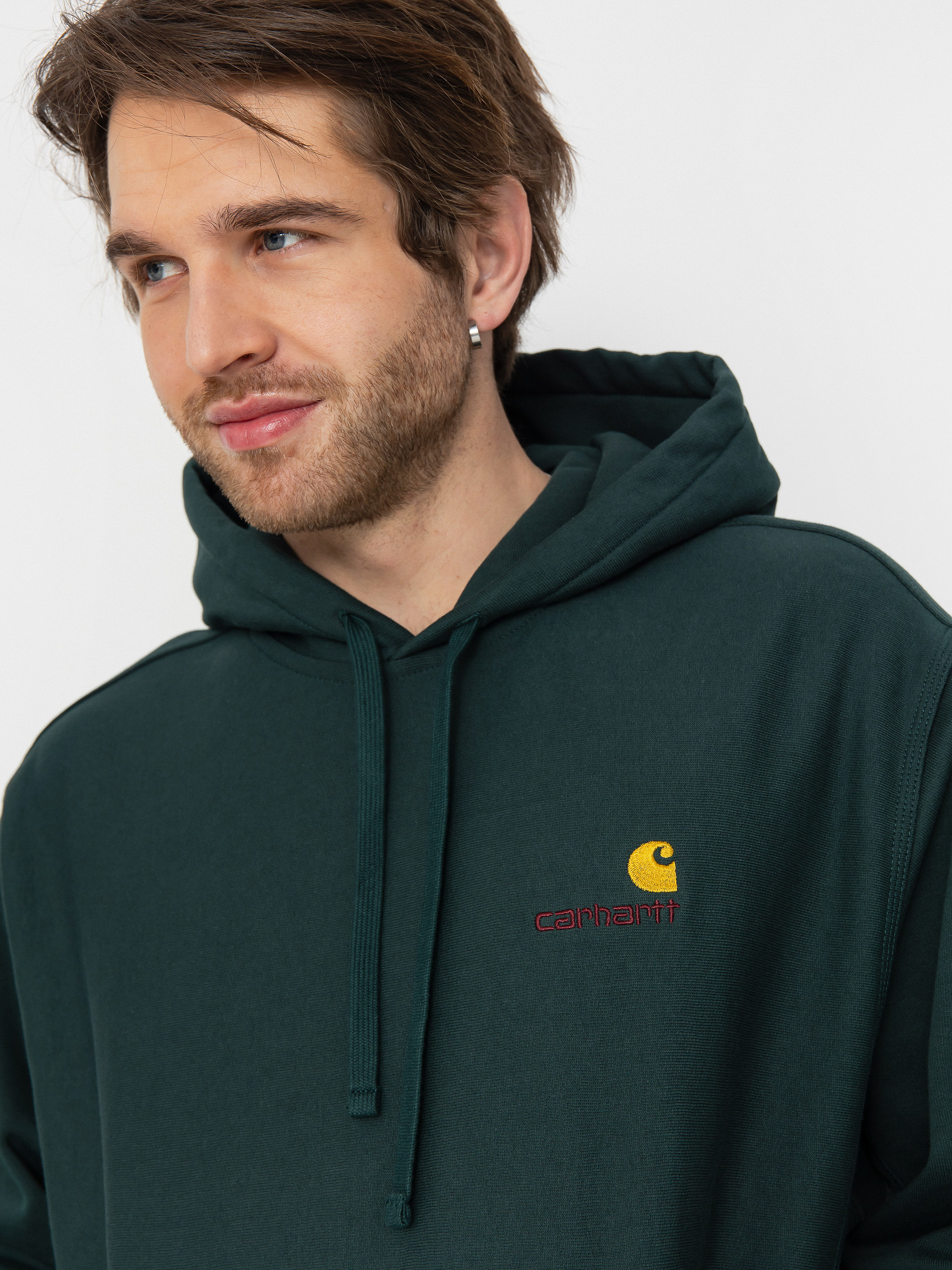 Hanorac cu glugă Carhartt WIP American Script HD (conifer)
