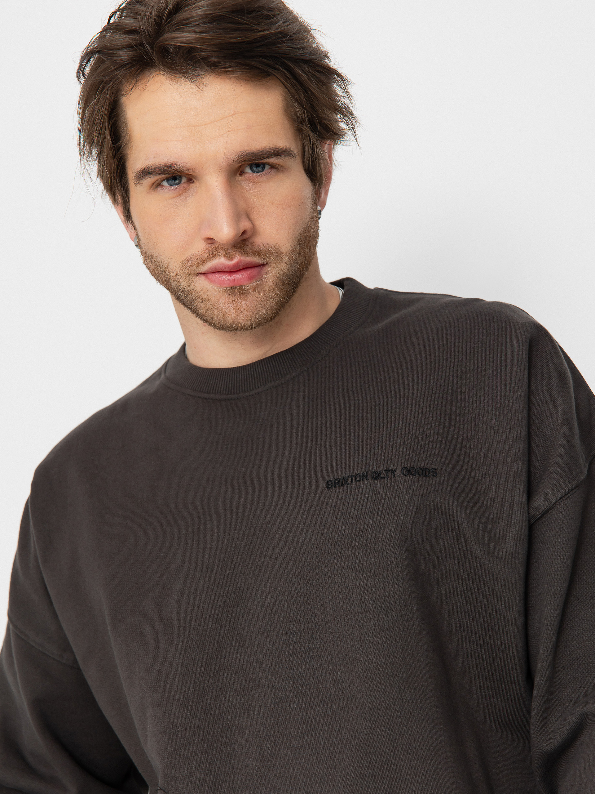 Hanorac Brixton Embroidered Heavy Weight Crew (washed black)